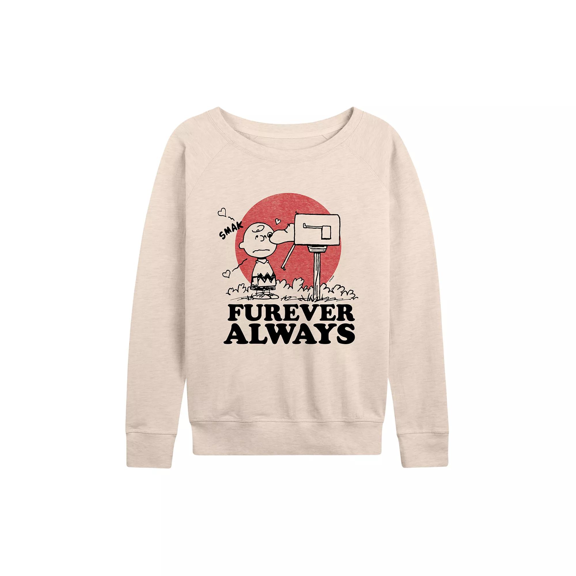 Women's Peanuts Furever Always French Terry Long Sleeve Tee,  Product Image