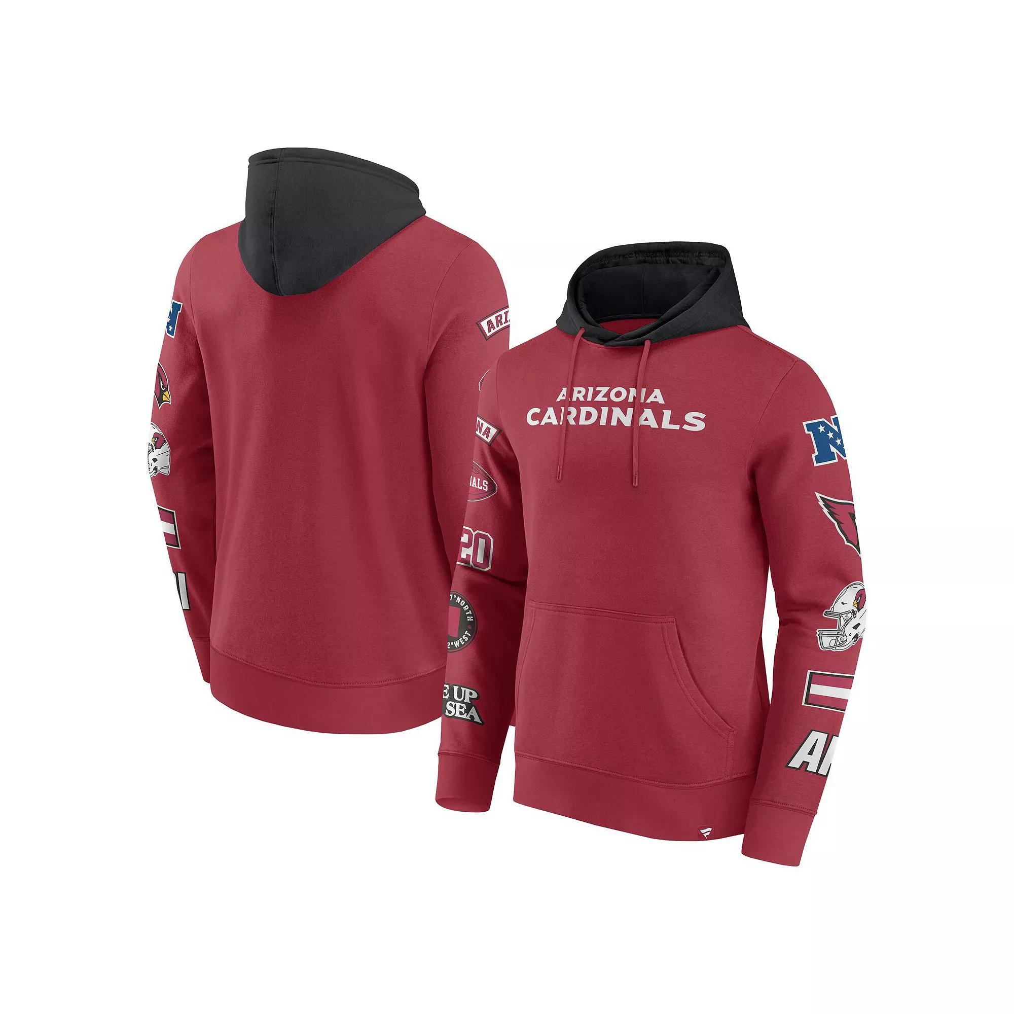 Men's Fanatics  Cardinal/Black Arizona Cardinals Patched Out Pullover Hoodie, Size: 3XL, Red Product Image