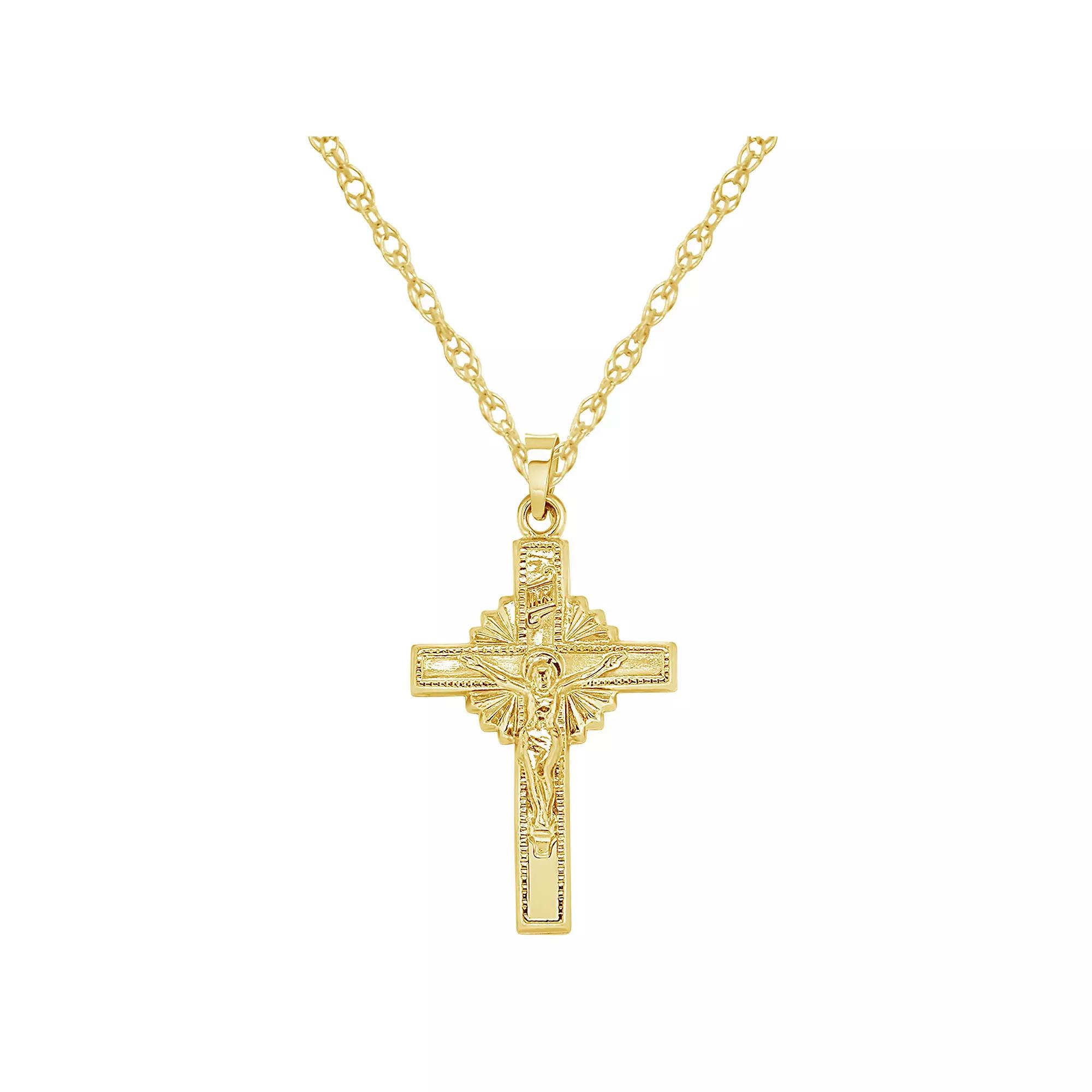 14k Gold Crucifix Pendant, Women's, Size: 18" Product Image