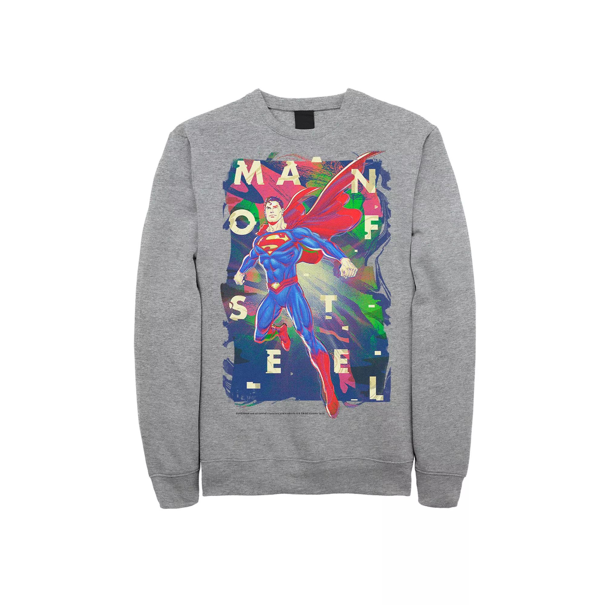 Men's DC Comics Superman Man Of Steel Bold Glitch Poster Sweatshirt,  Product Image