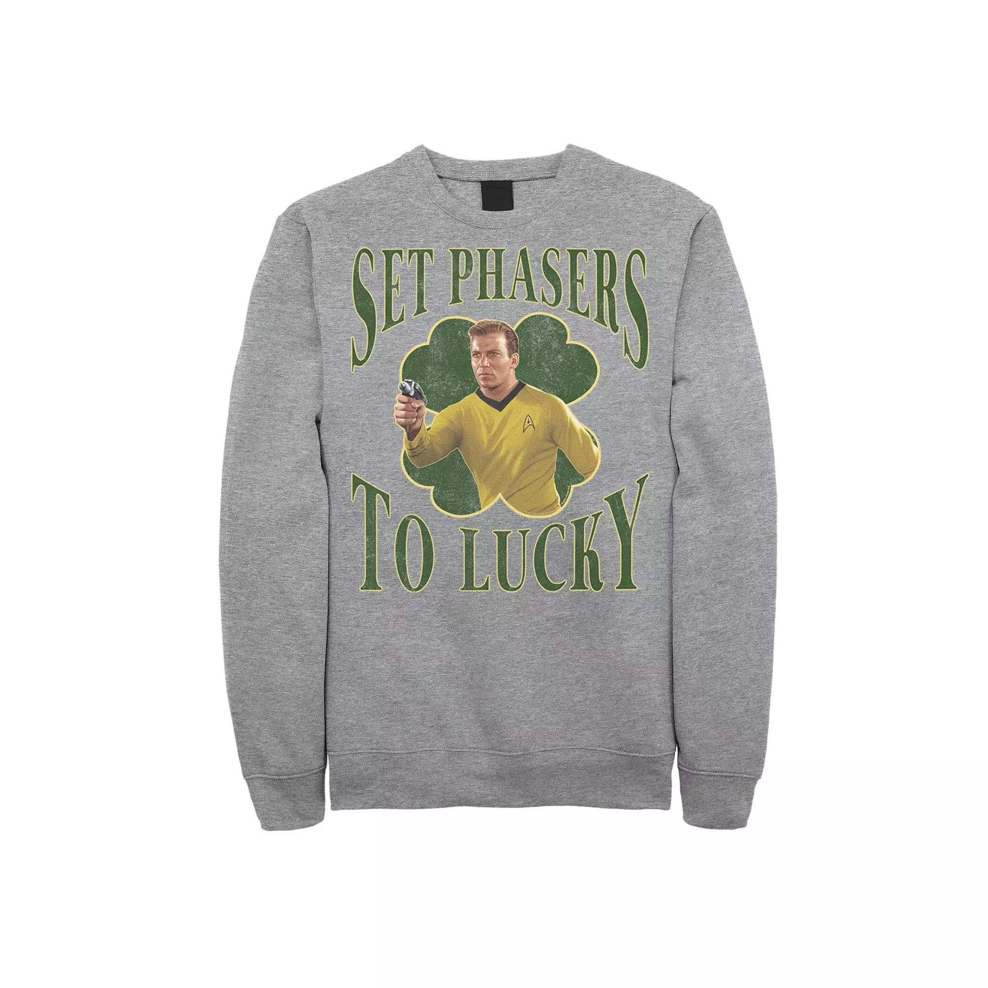Men's Star Trek Next Generation St. Patty's Lucky Sweatshirt, Size: Medium, Athletic Grey Product Image