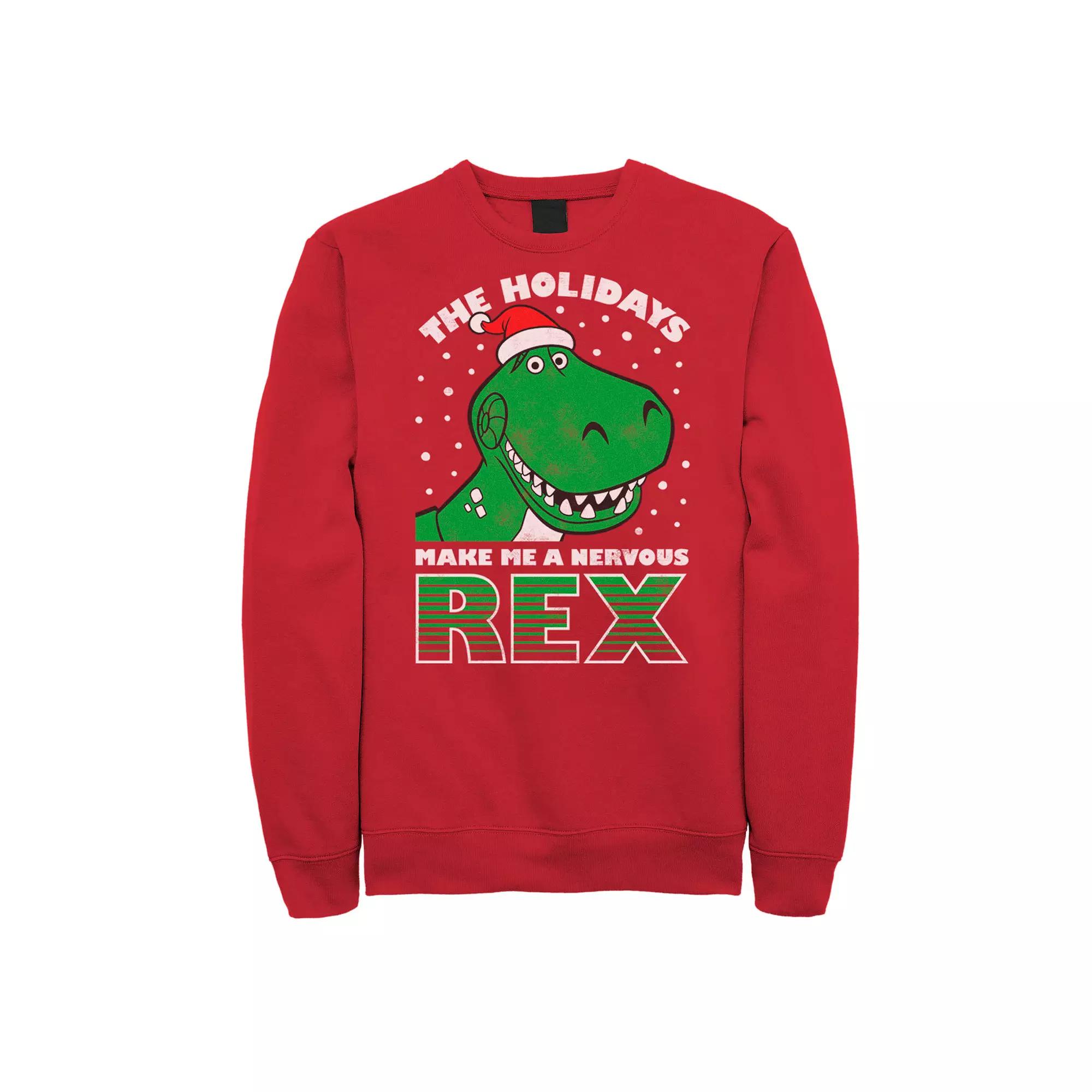 Disney / Pixar's Toy Story Men's Holidays Make Me A Nervous Rex Sweatshirt, Size: Large, Red Product Image