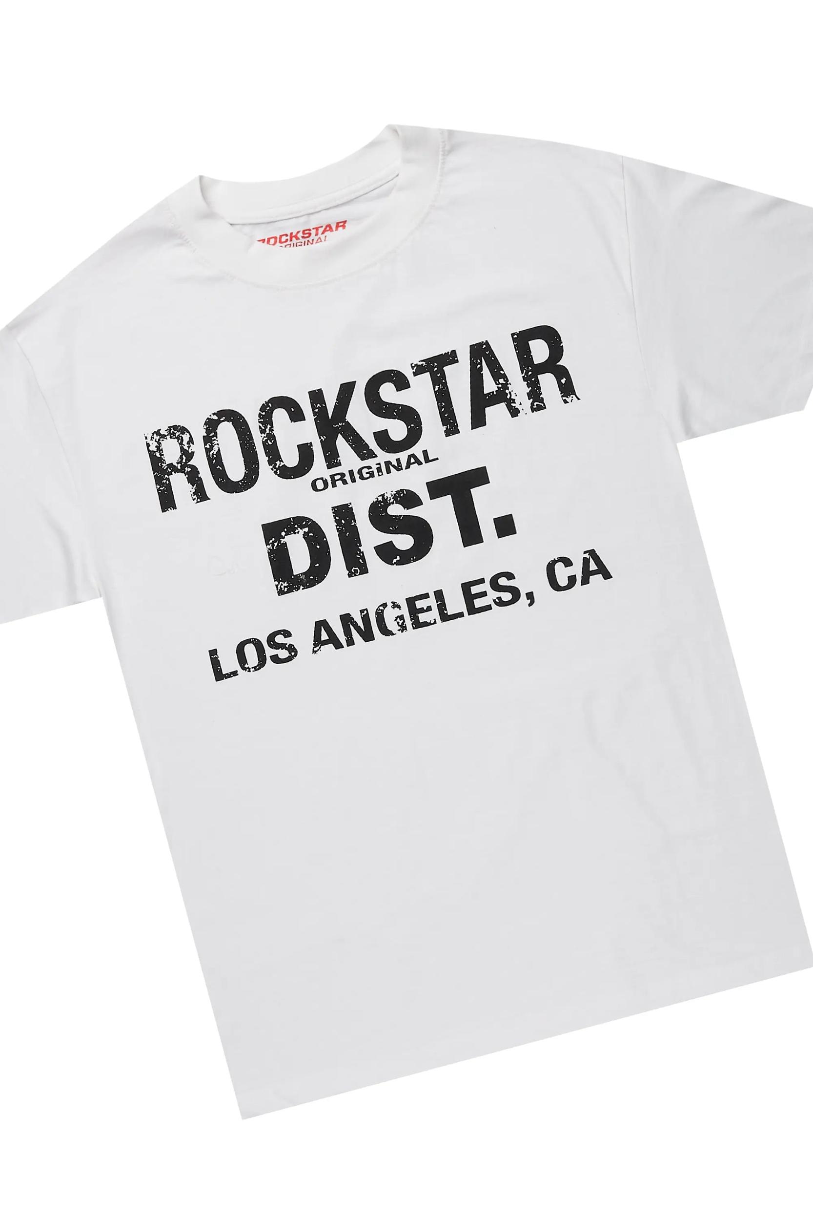 Lake White/Grey Oversized T-Shirt/Stacked Track Pant Set Male Product Image