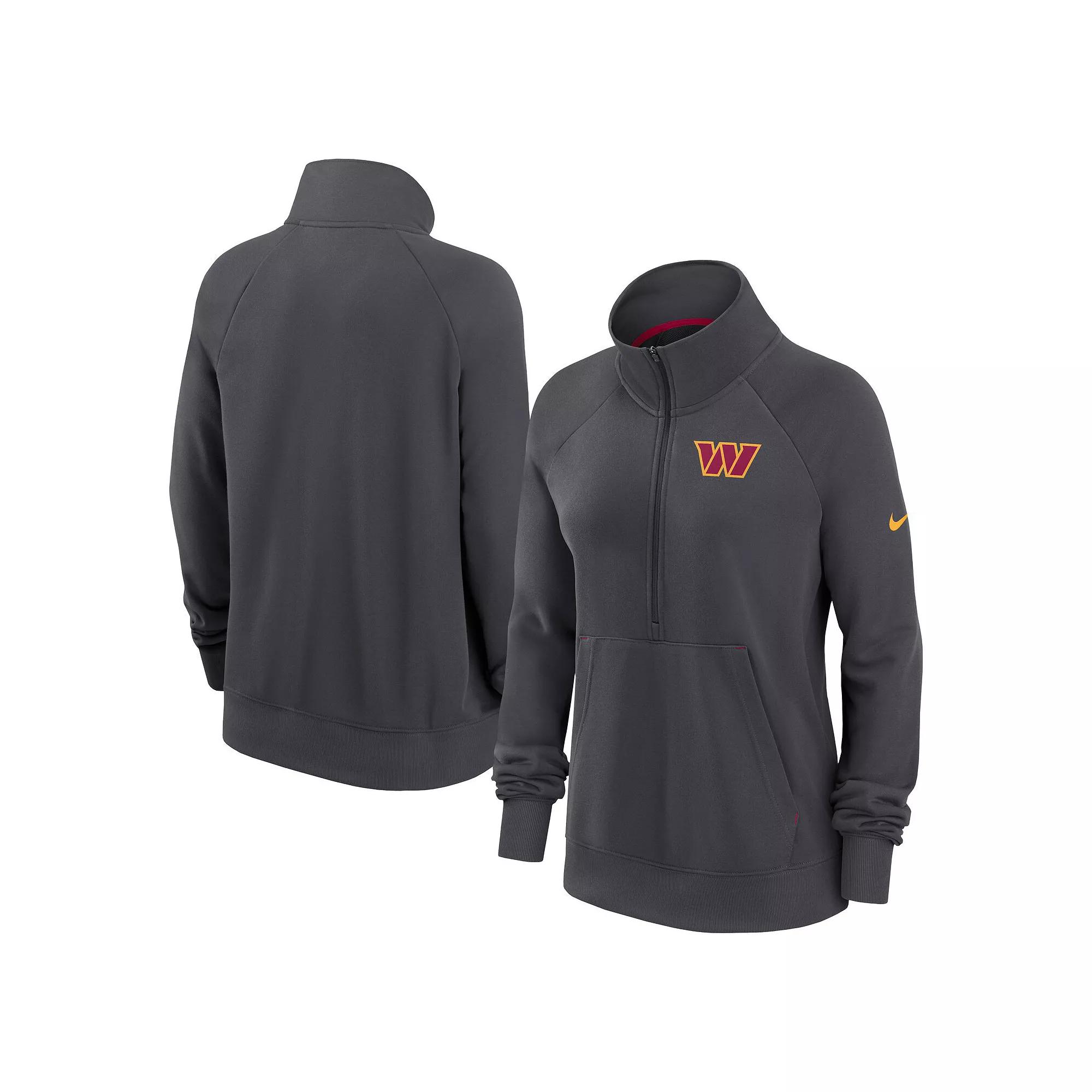 Women's Nike Charcoal Washington Commanders Premium Raglan Performance Half-Zip Sweatshirt,  Product Image