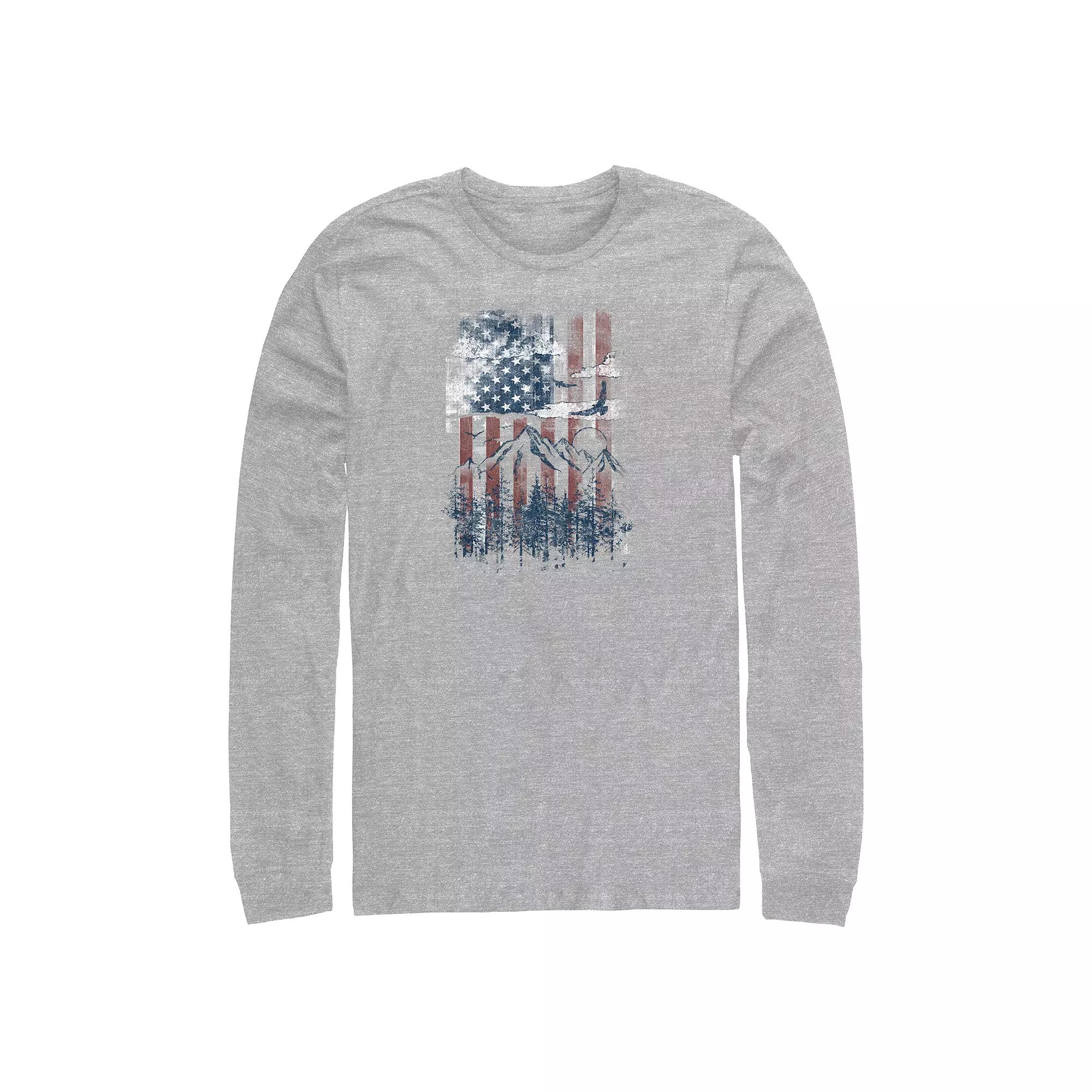 Big & Tall Mountain Scenery Americana Long Sleeve Graphic Tee, Men's,  Product Image
