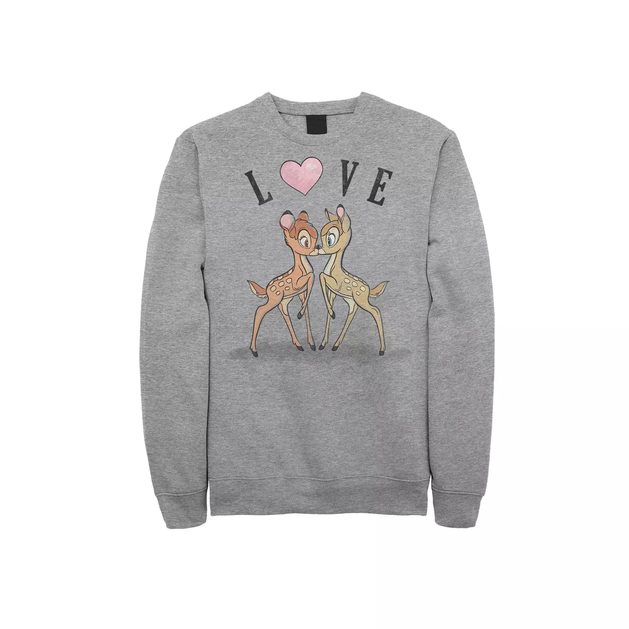 Disney's Bambi Men's Love Valentines Day Sweatshirt, Size: Large, Athletic Grey Product Image