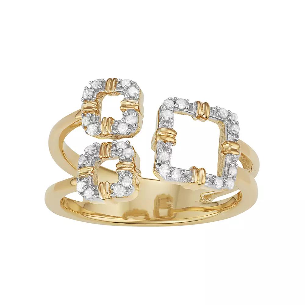 Jewelexcess Sterling Silver 1/6 Carat T.W. Diamond Square Ring, Women's, Size: 8, White Product Image