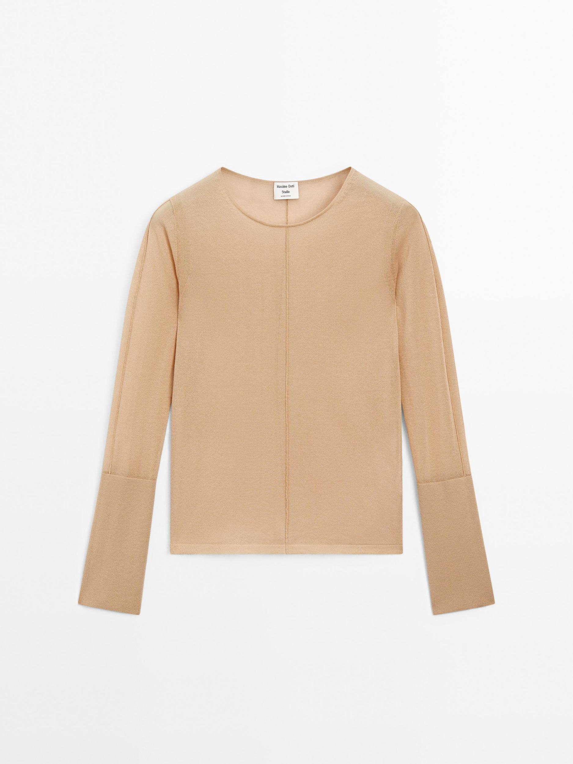 Cotton blend sweater with seam detail - Studio Product Image