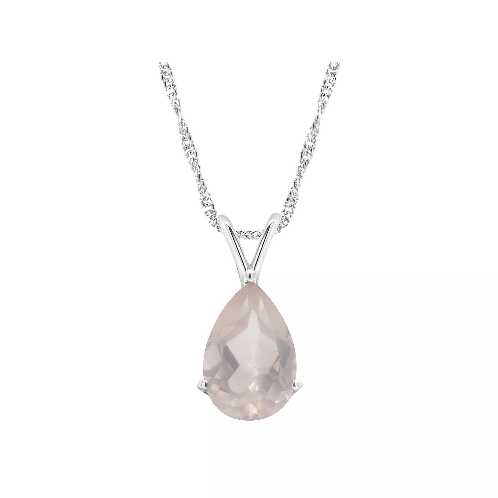Alyson Layne Sterling Silver Rose Quartz Teardrop Pendant Necklace, Women's,  Product Image
