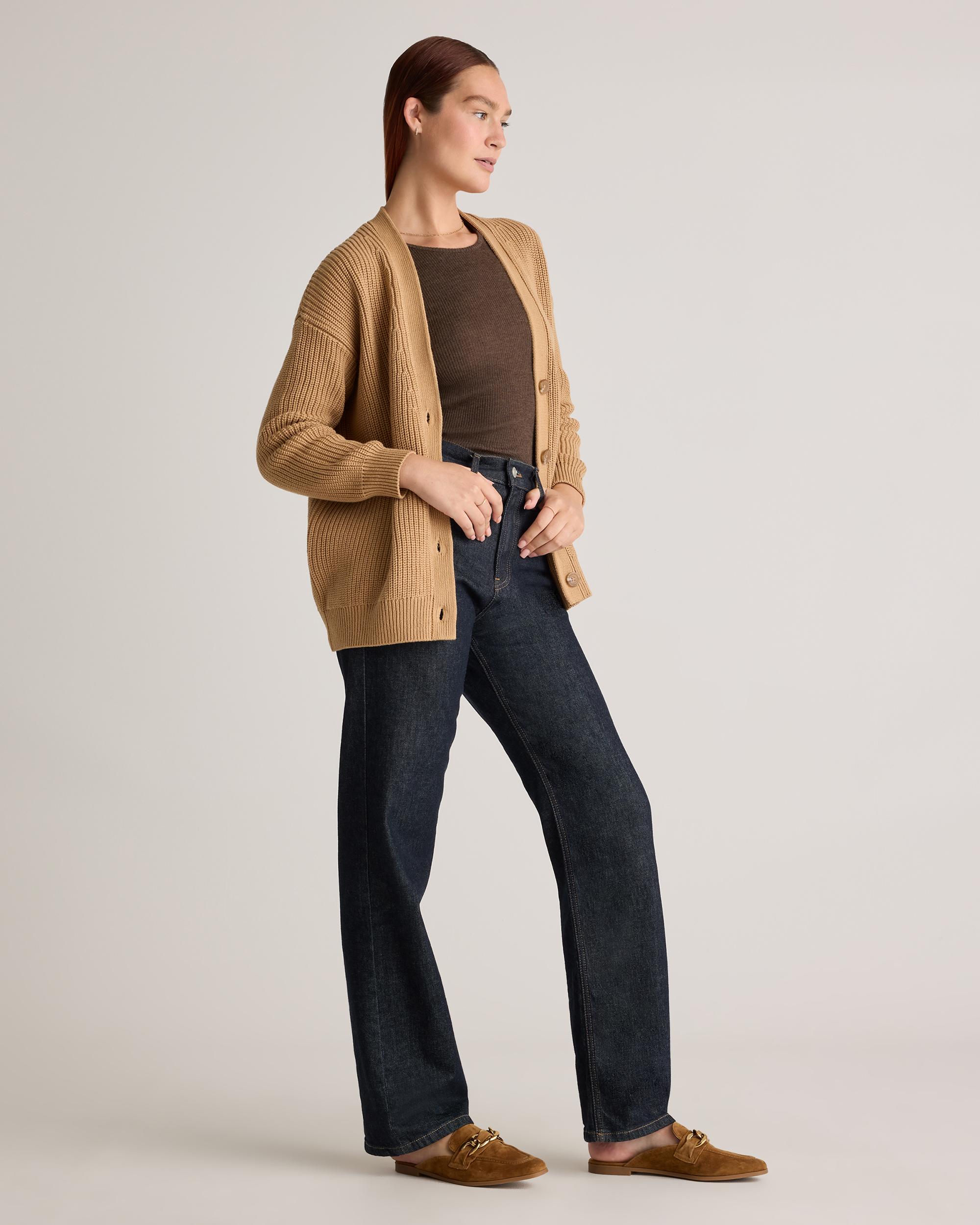 Quince | Women's OverSized Boyfriend Cardigan Sweater Size XS, Organic Cotton Product Image