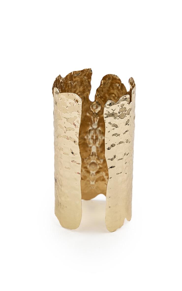 Gold Hammered Textured Large Cuff Product Image