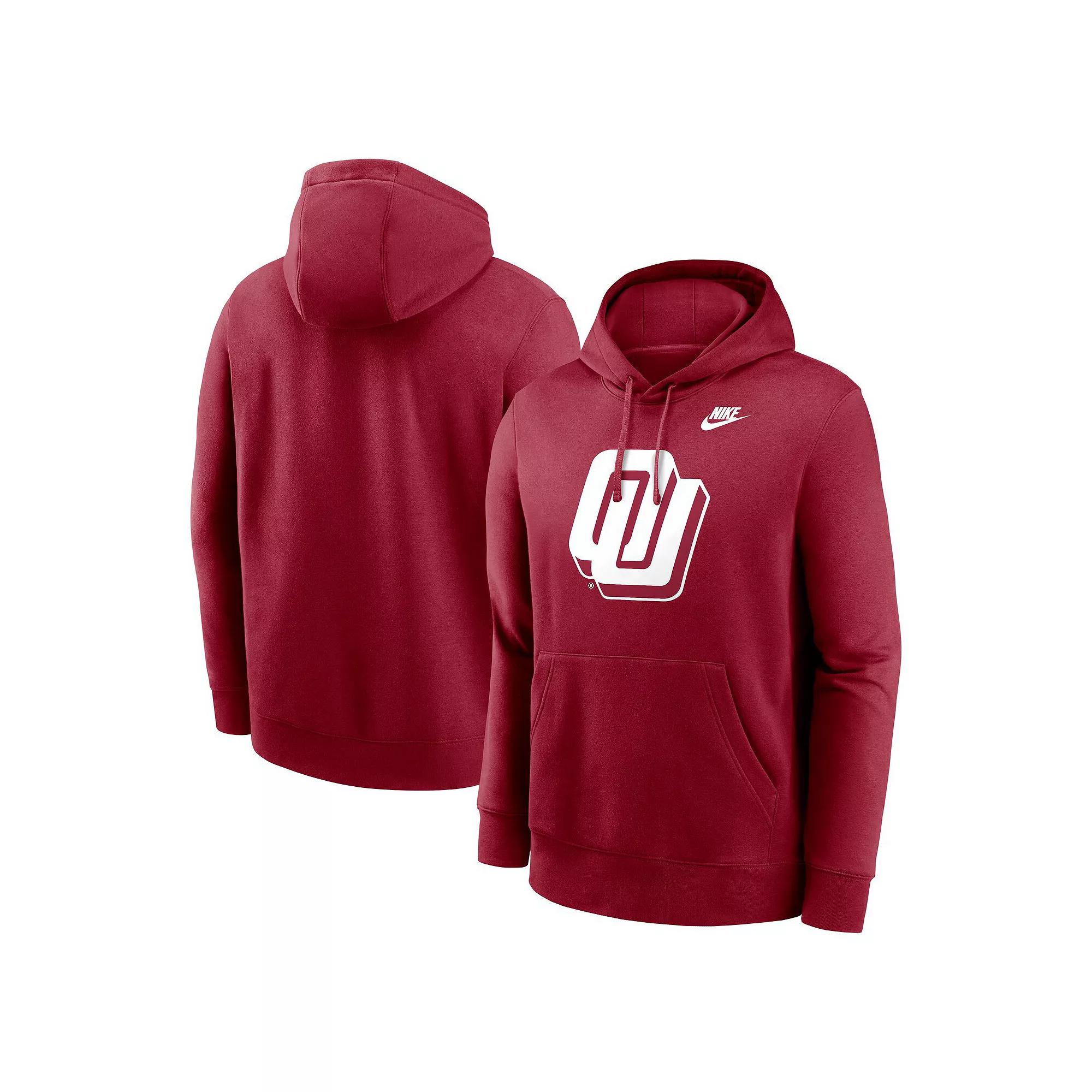 Men's Nike Crimson Oklahoma Sooners Primetime Alternate Logo Club Fleece Pullover Hoodie, Size: Medium, Red Product Image