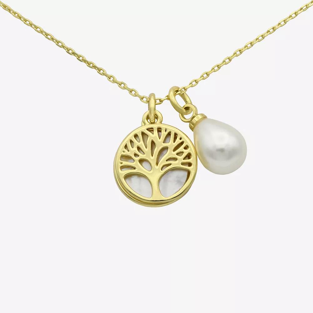 City Luxe Gold Tone Mother-of-Pearl Tree Pendant Necklace, Women's, Size: 16-18" ADJ Product Image