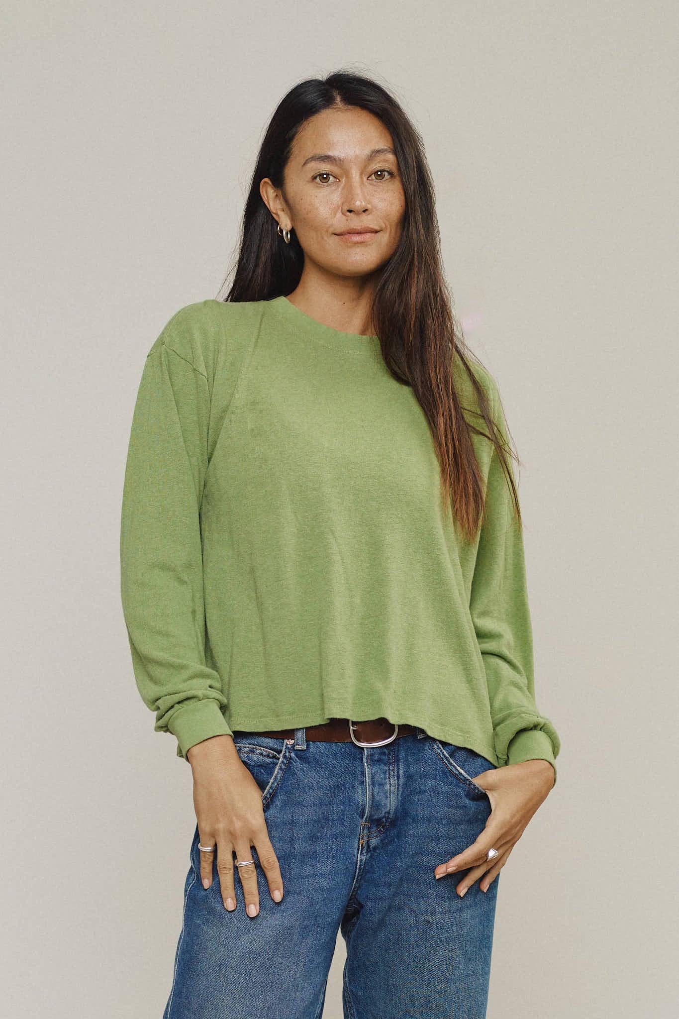 Cropped Long Sleeve Tee - Sale Colors Female Product Image