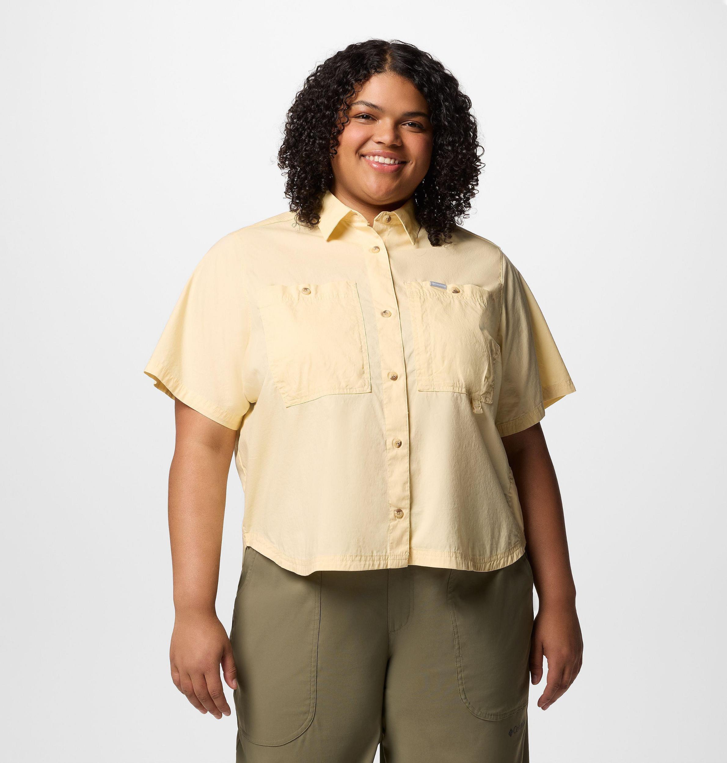Columbia Womens Brea Falls Woven Short Sleeve Shirt - Plus Size- Product Image