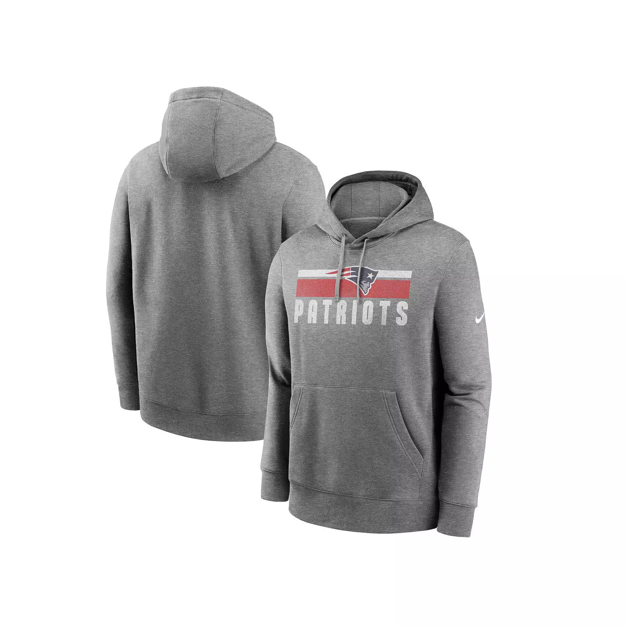 Men's Nike Heather Charcoal New England Patriots Club Fleece Pullover Hoodie, Size: Large Product Image