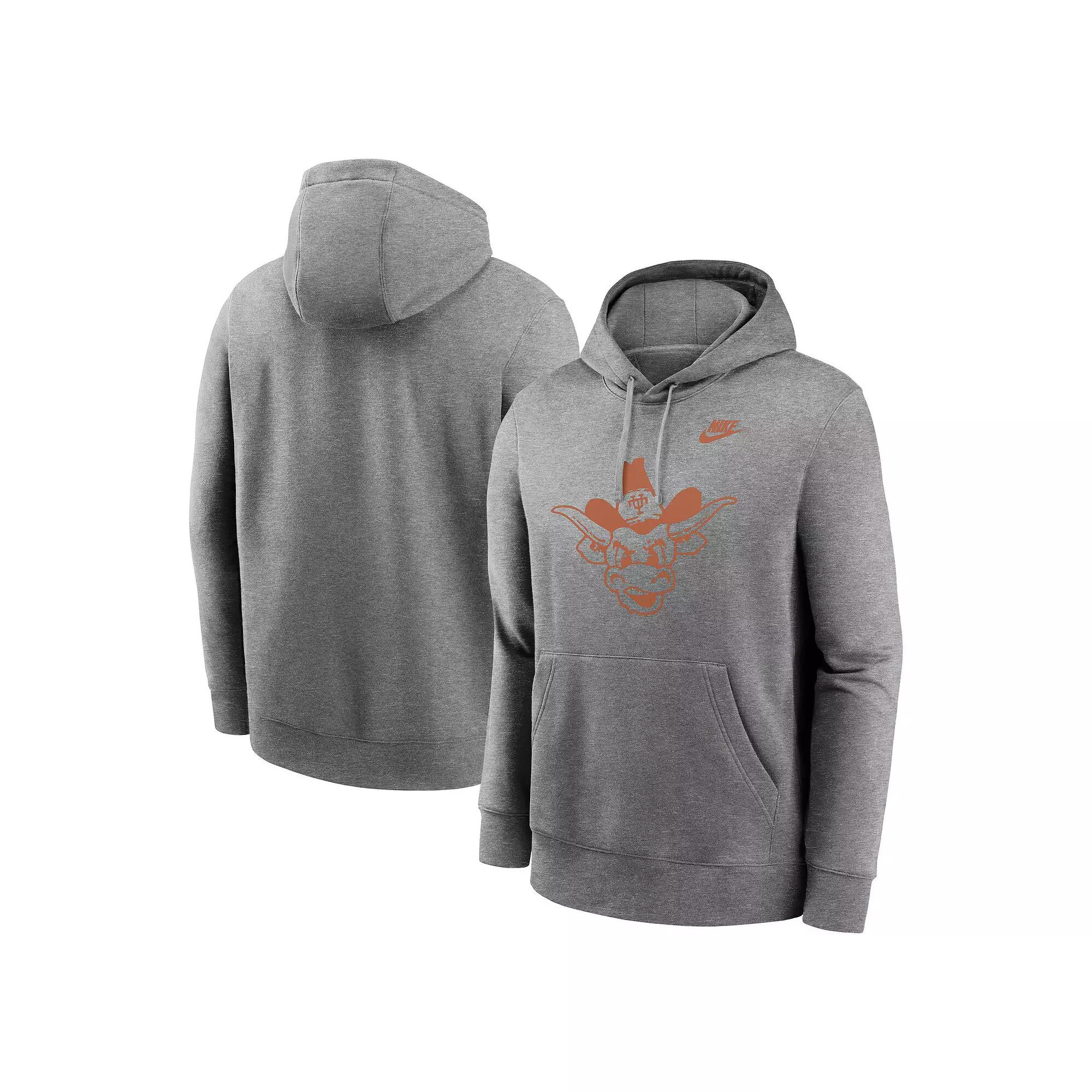 Men's Nike Heather Gray Texas Longhorns Legacy Logo Club Fleece Pullover Hoodie,  Product Image