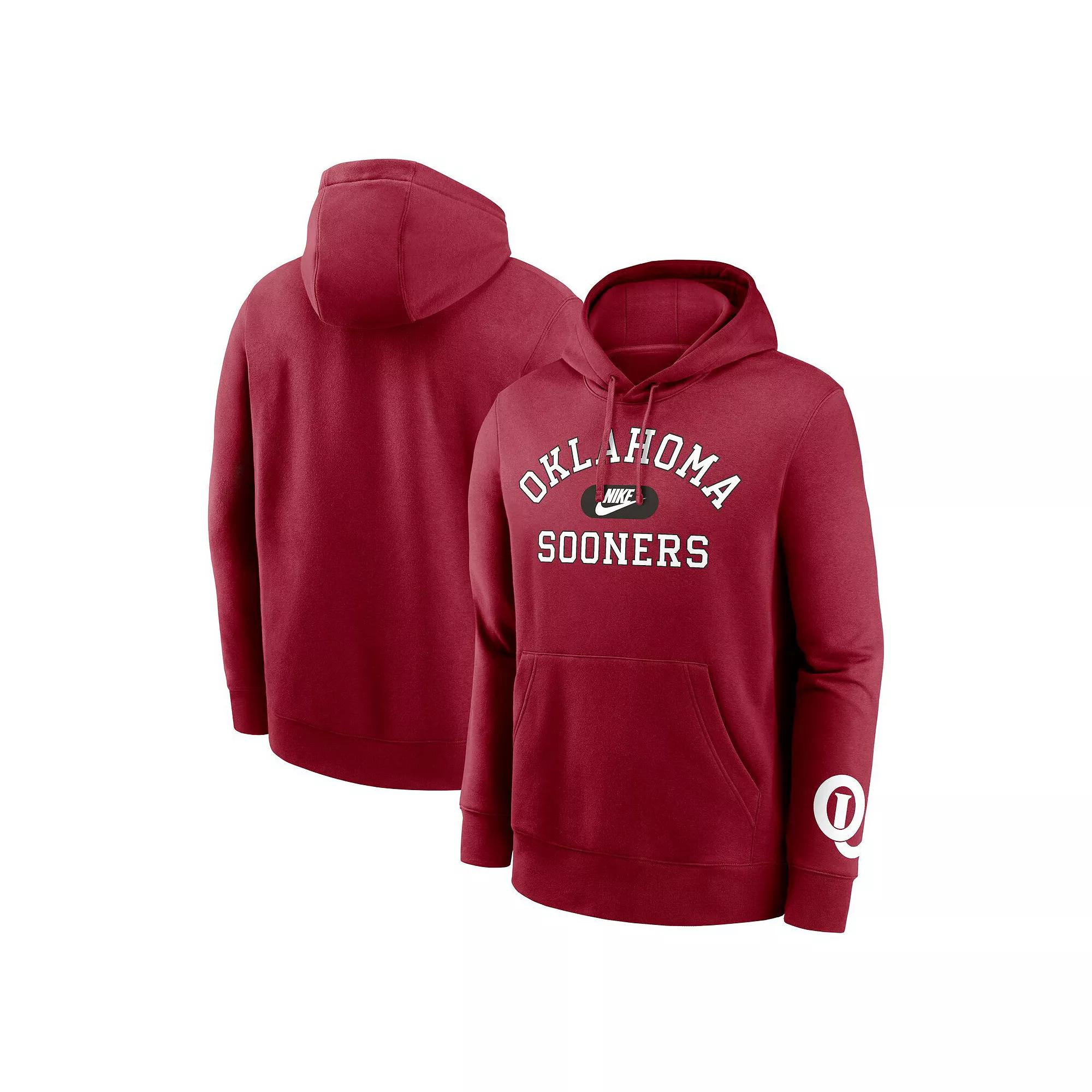 Men's Nike Crimson Oklahoma Sooners Legacy Foundational Two-Hit Club Performance Pullover Hoodie, Size: Large, Red Product Image