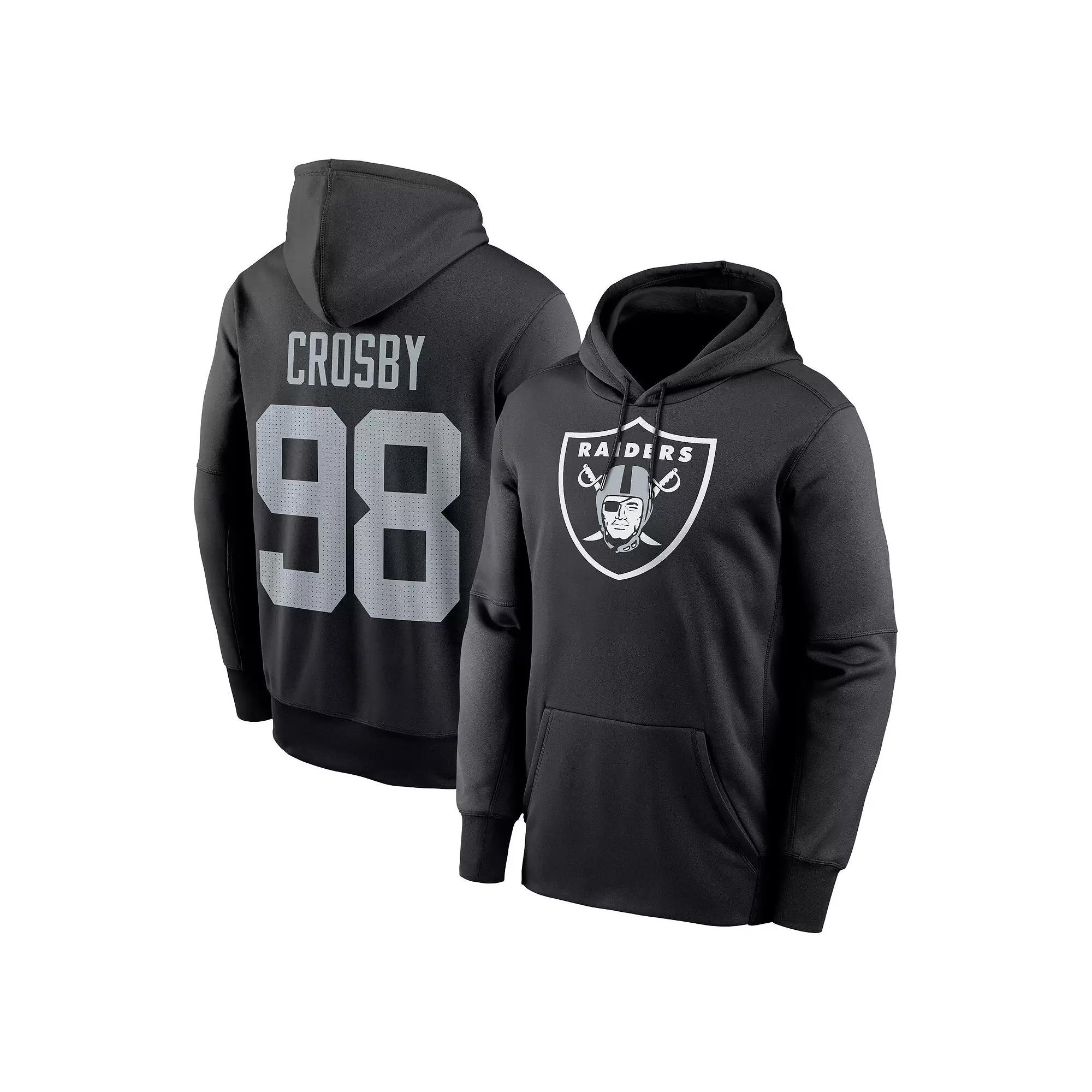 Men's Nike Maxx Crosby Black Las Vegas Raiders Player Name & Number Performance Pullover Hoodie,  Product Image