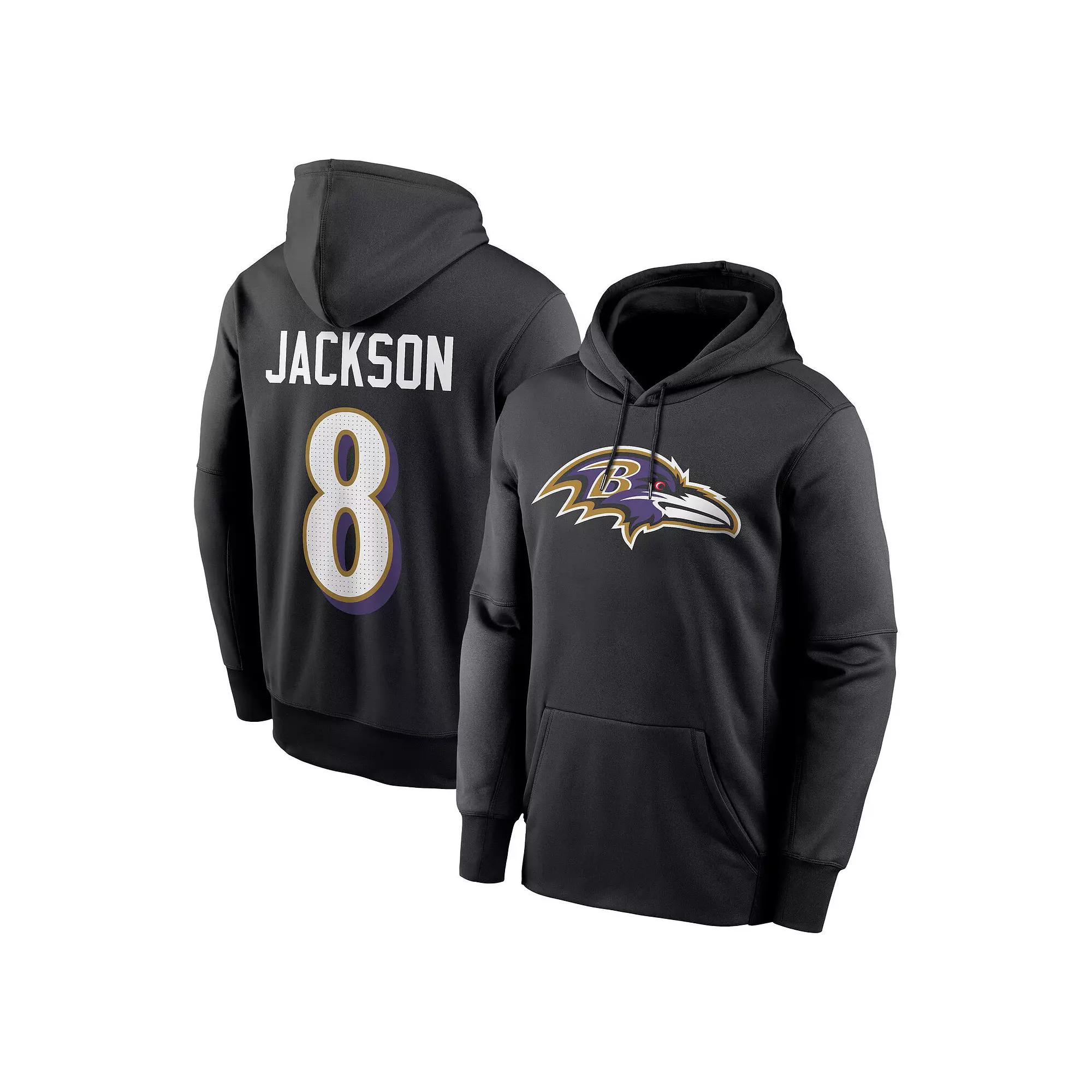 Men's Nike Lamar Jackson Black Baltimore Ravens Player Name & Number Performance Pullover��Hoodie, Size: Small Product Image
