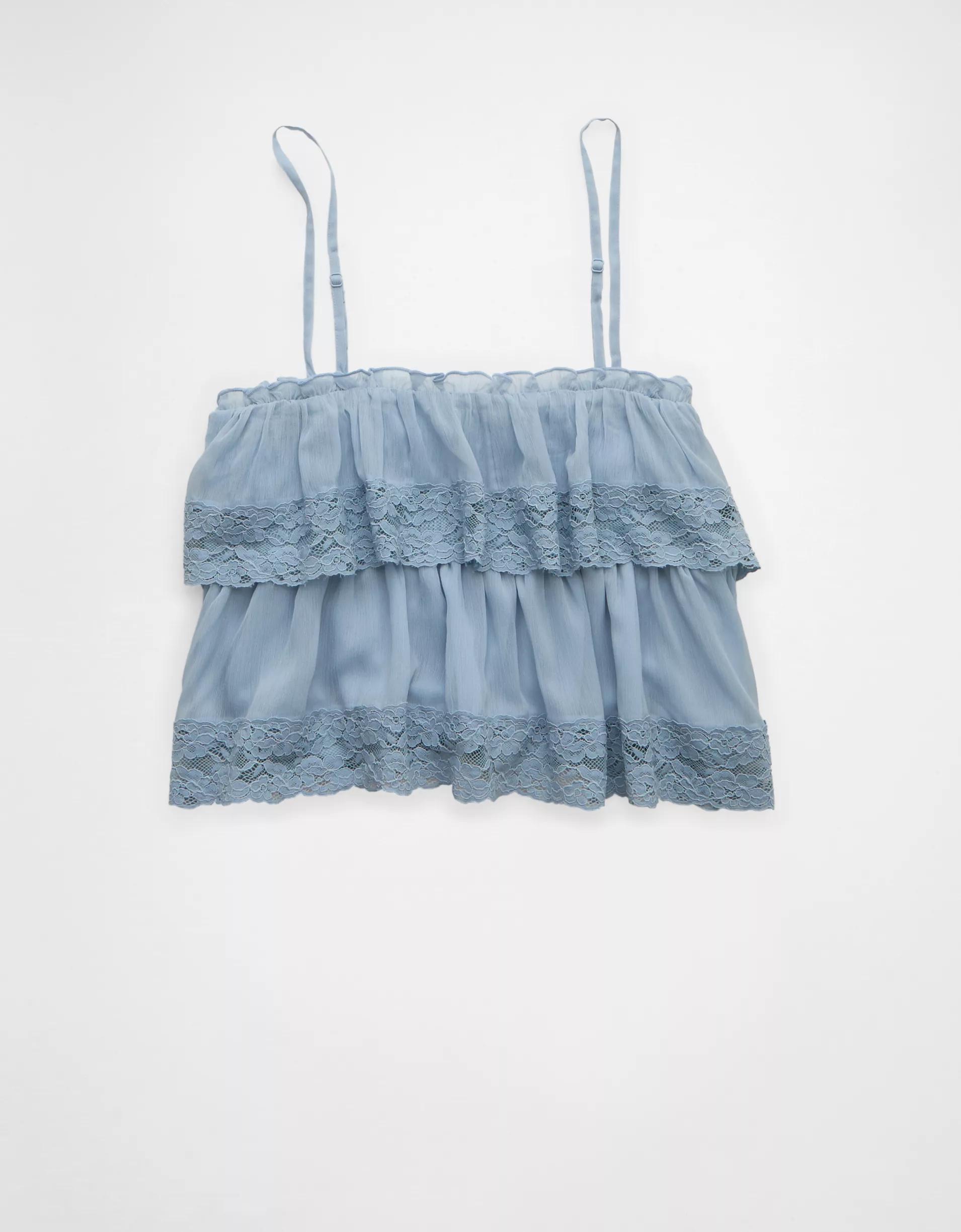 AE Chiffon Tiered Ruffle Tank Top Product Image