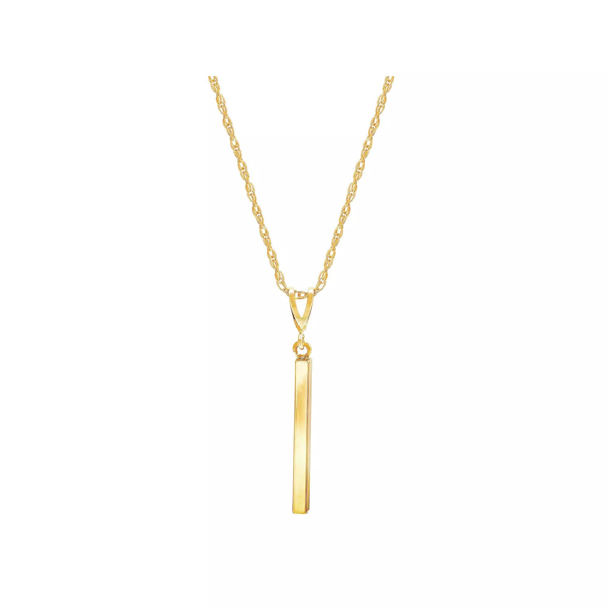 Everlasting Gold 10k Gold Square Tube Drop Pendant, Womens Product Image