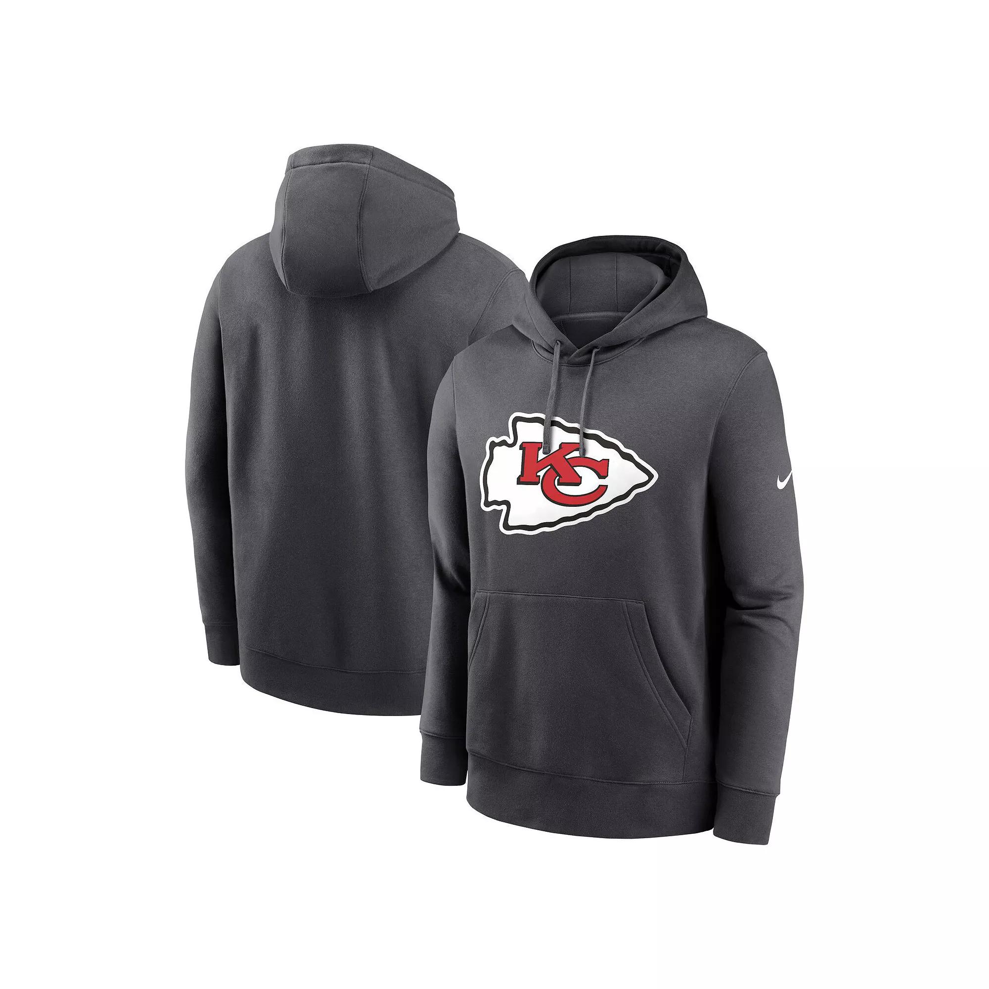 Men's Nike Anthracite Kansas City Chiefs Club Logo Pullover Hoodie,  Product Image