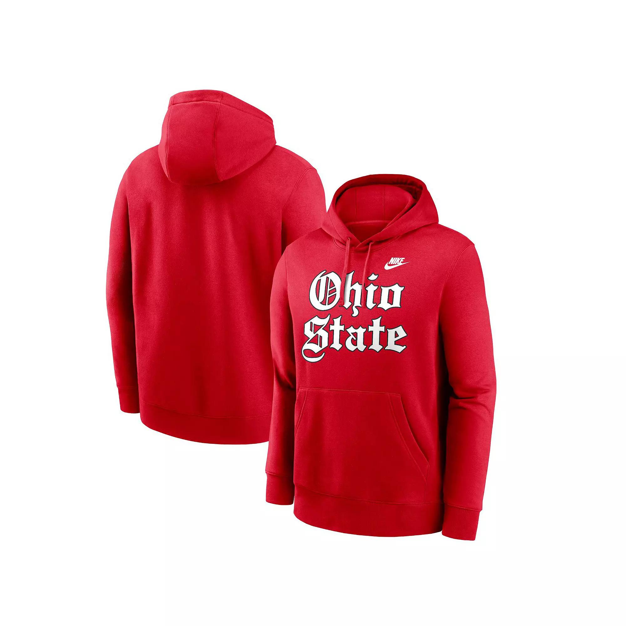 Men's Nike Scarlet Ohio State Buckeyes Old English Fleece Pullover Hoodie,  Product Image