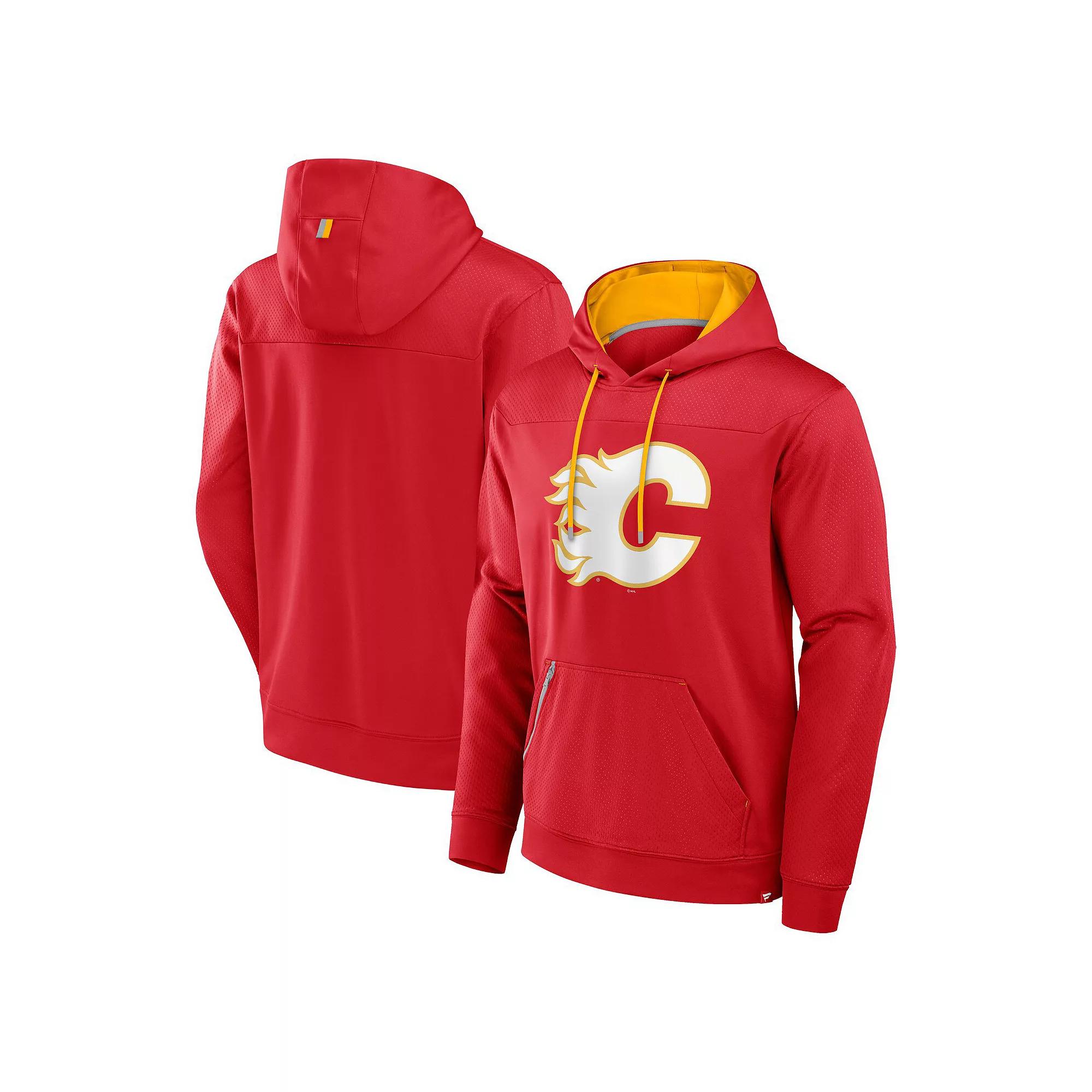 Men's Fanatics Red Calgary Flames Defender Pullover Hoodie,  Product Image