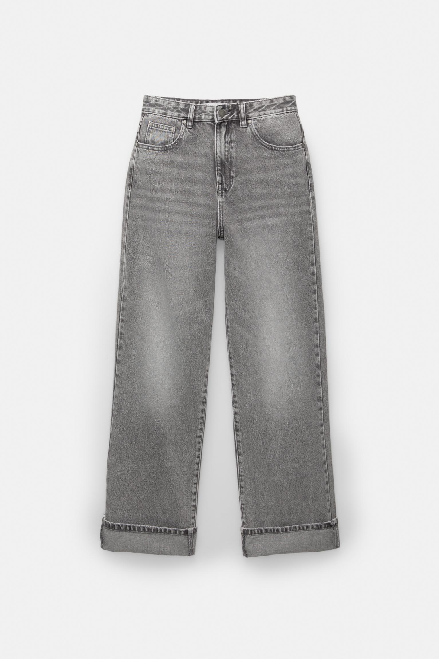 Straight-leg baggy jeans with turn-up hems Product Image