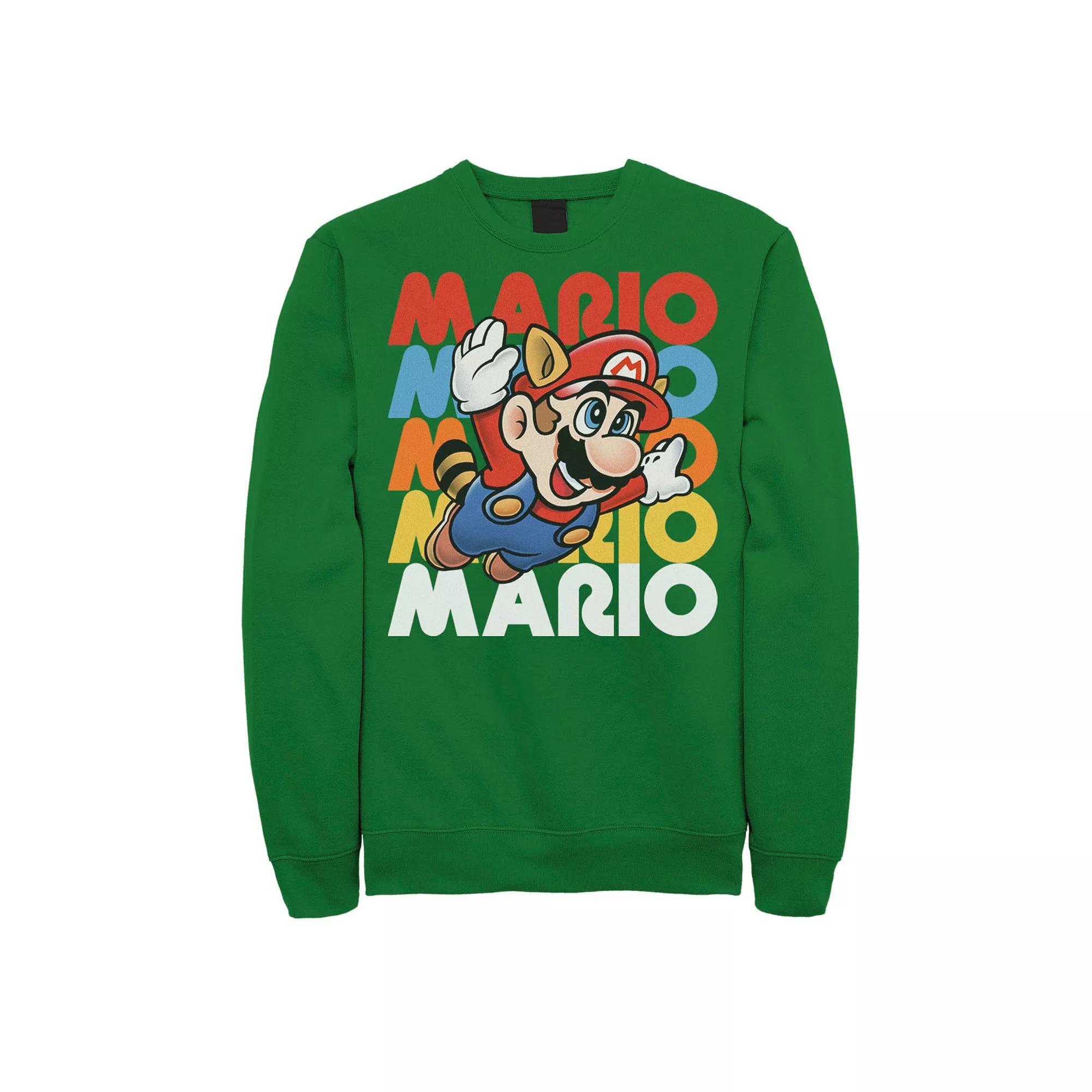 Men's Nintendo Super Mario Retro Repeat Raccoon Sweatshirt,  Product Image