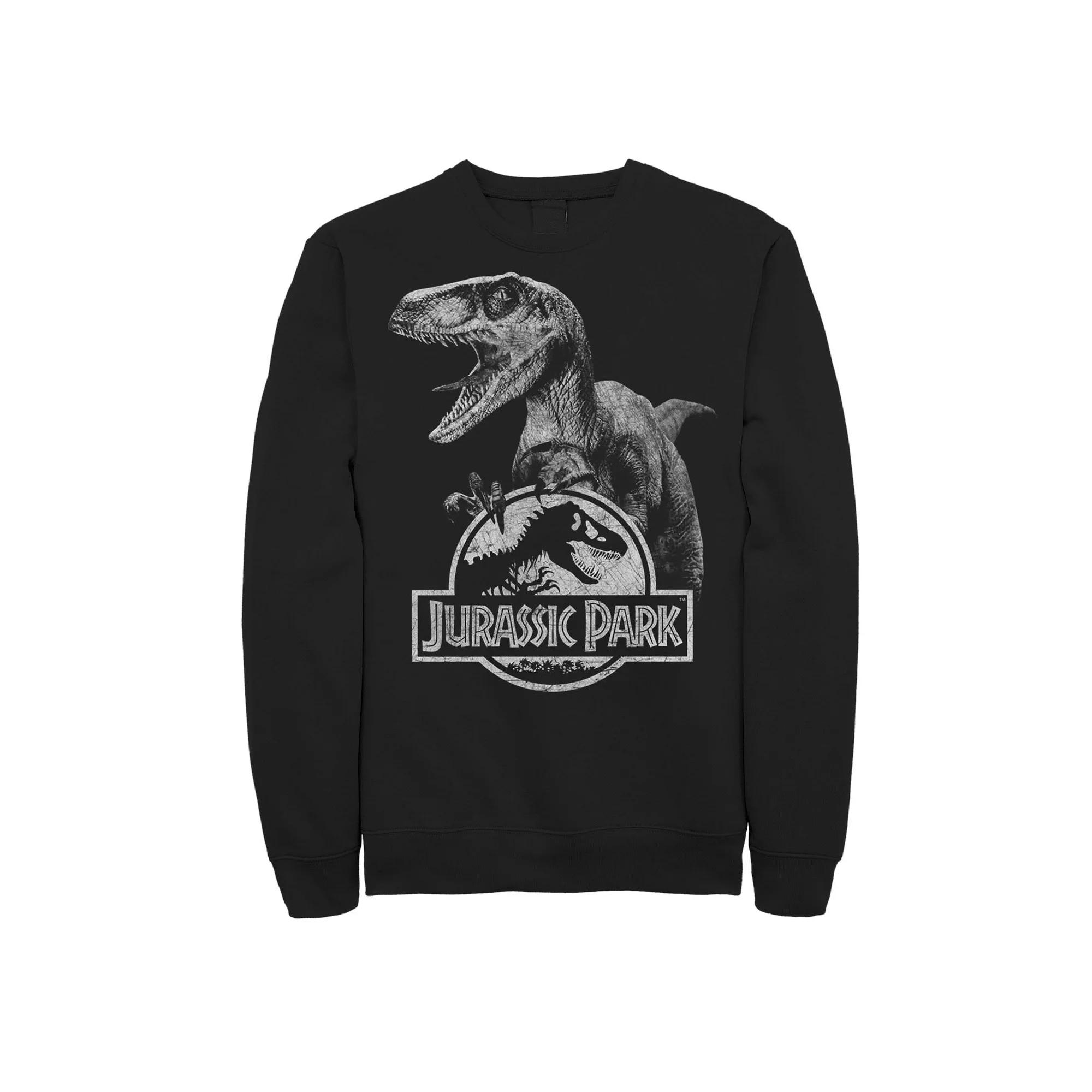 Men's Jurassic Park Velociraptor Holding Logo Graphic Fleece Pullover,  Product Image
