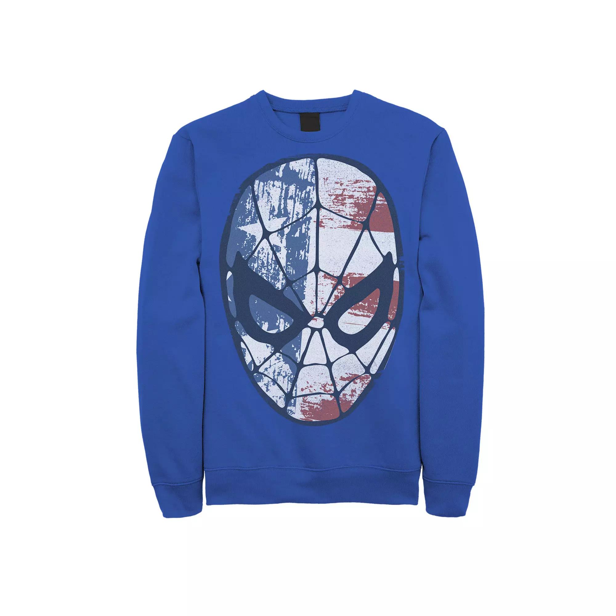 Men's Marvel Spider-Man American Flag Face Vintage Sweatshirt,  Product Image