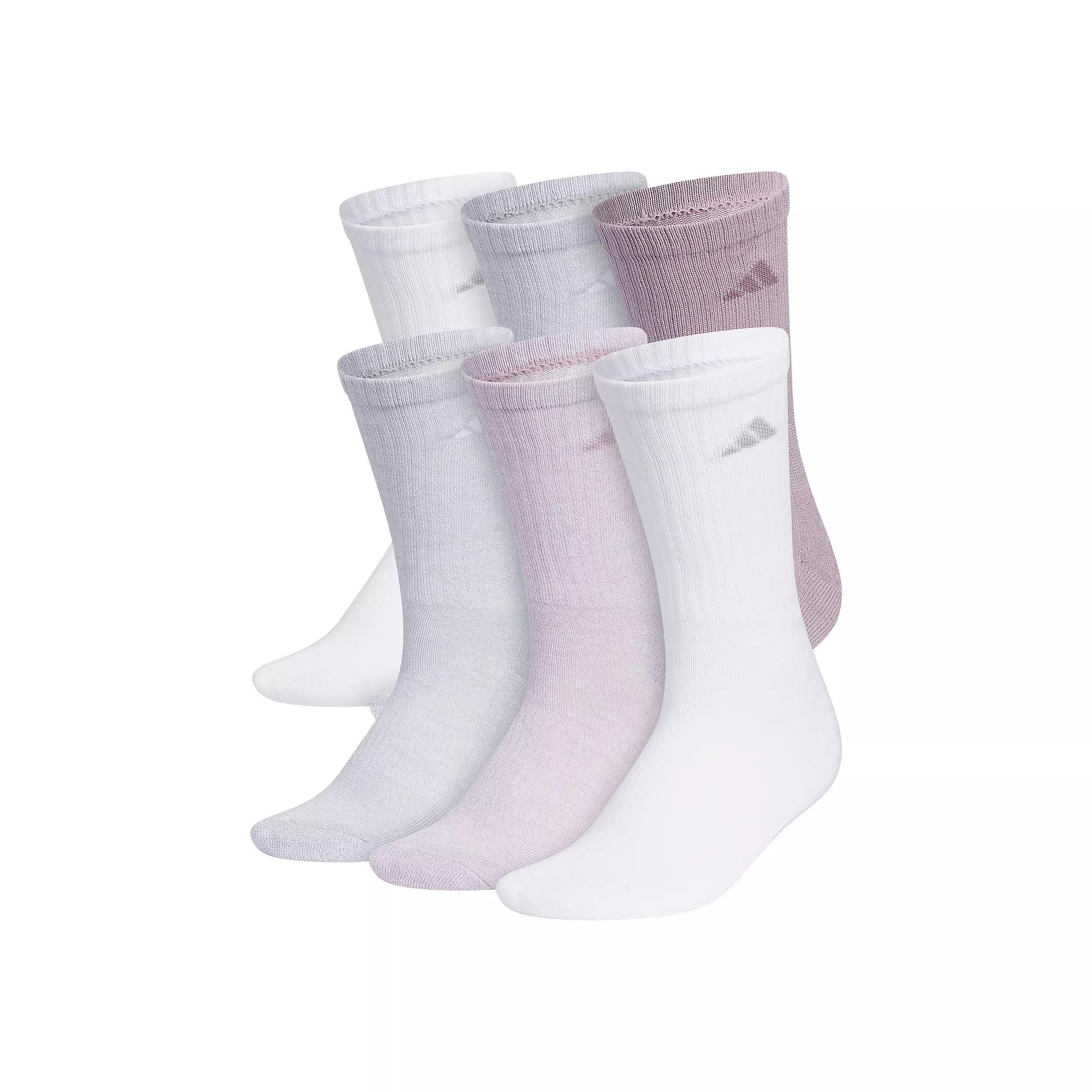 Women's adidas 6-Pack Athletic Crew Socks, Size: 5-10, Light Purple Product Image