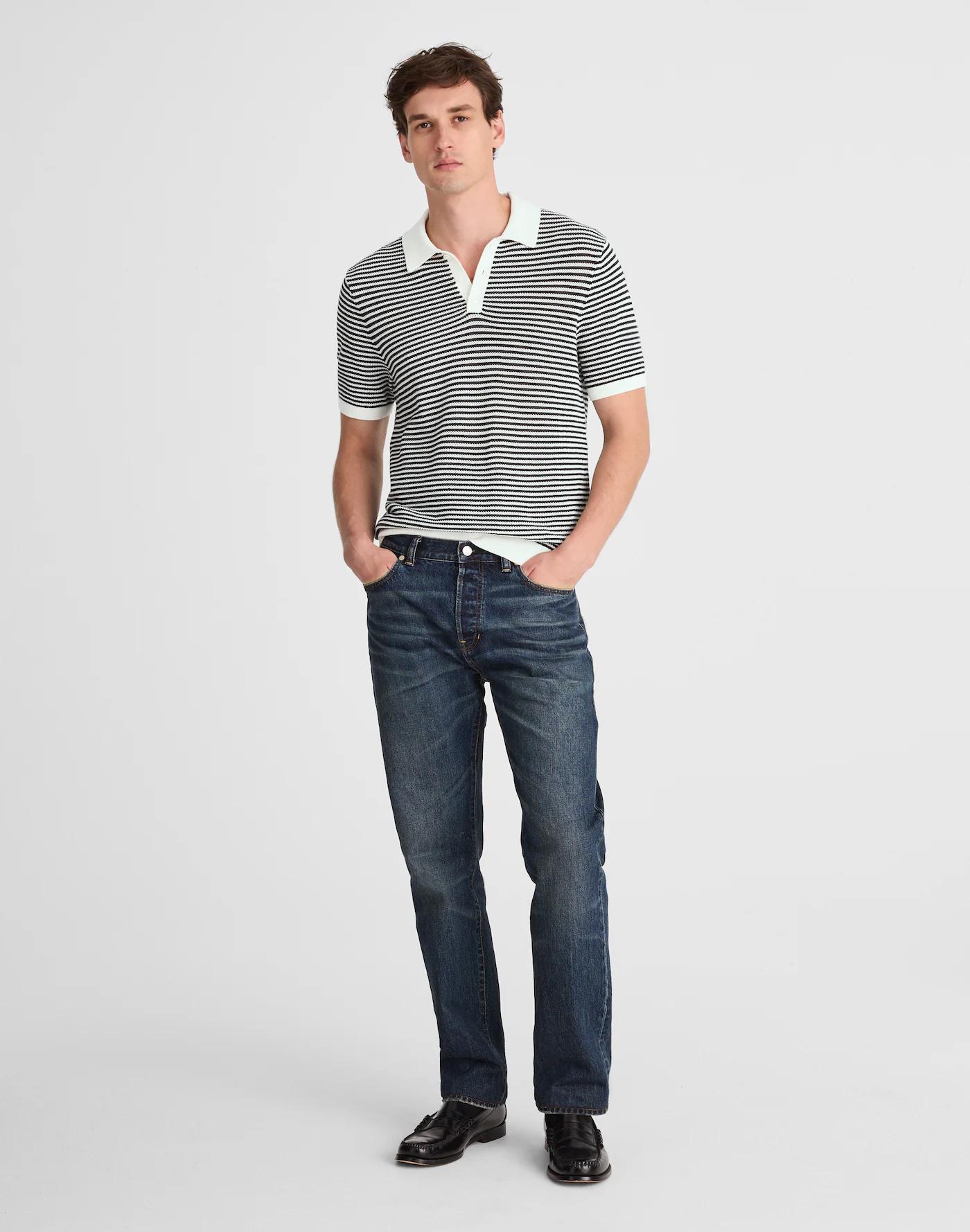 Pointelle-Stripe Sweater Polo Product Image