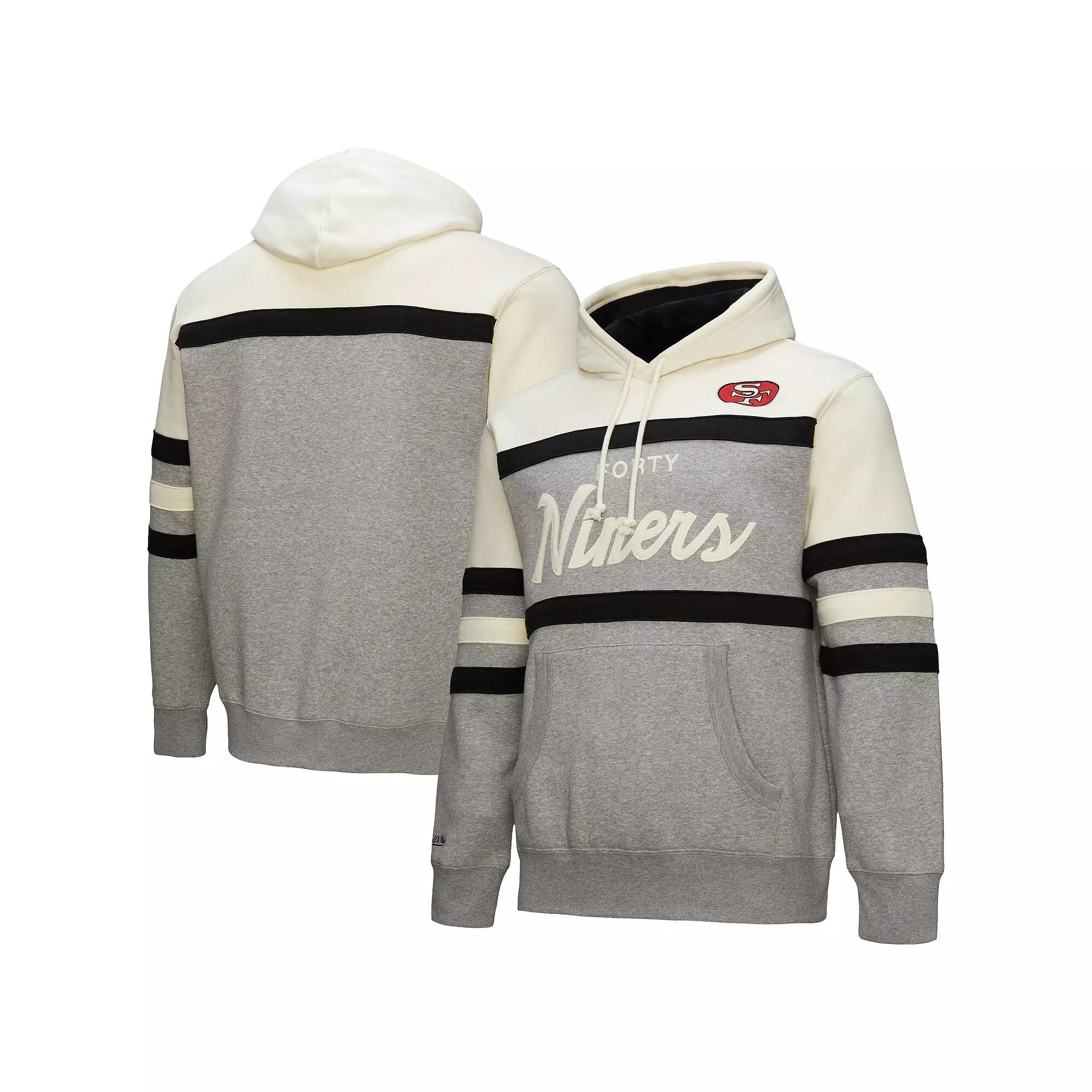 Men's Mitchell & Ness  Heather Gray San Francisco 49ers Head Coach Vintage Logo Pullover Hoodie, Size: Small, Grey Product Image