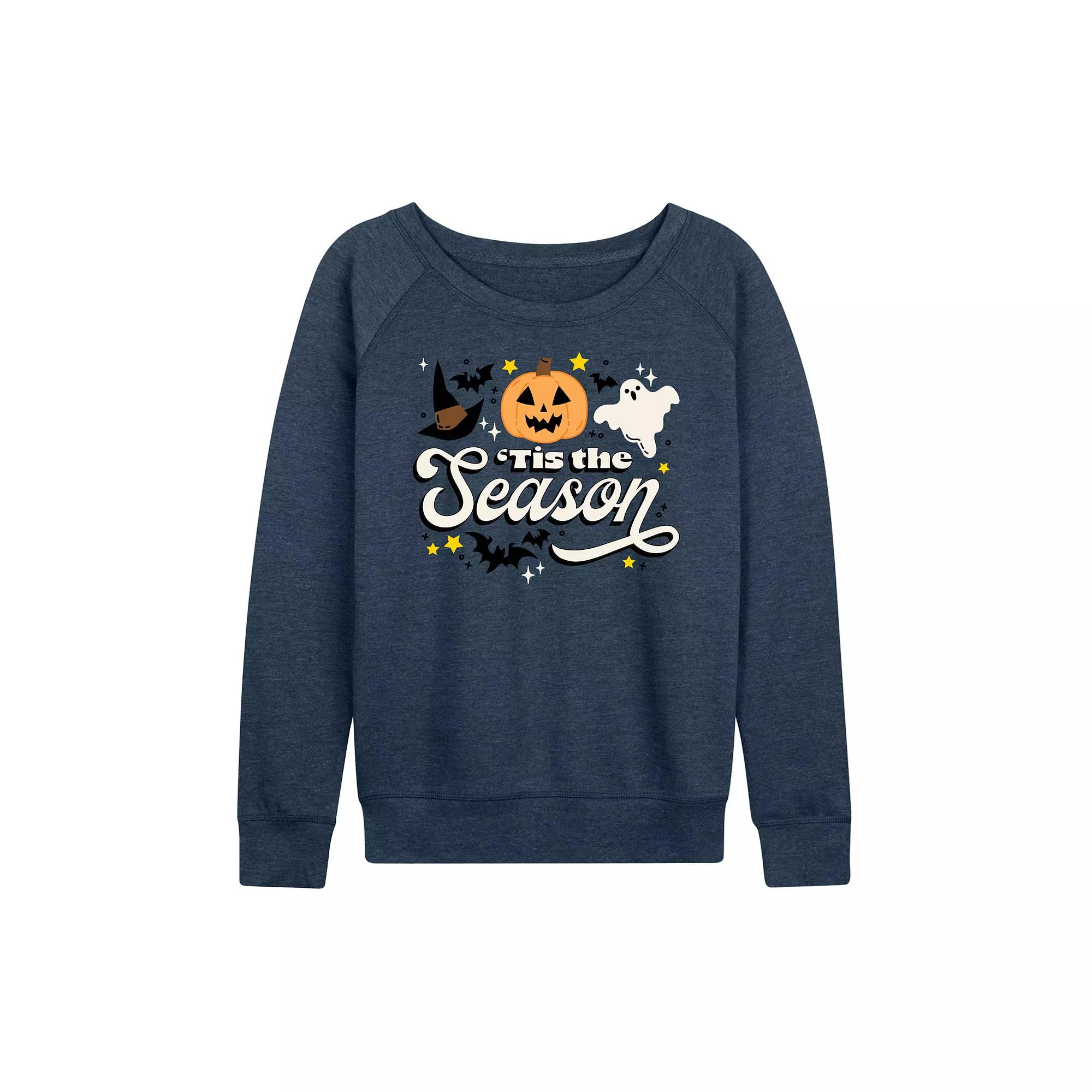 Women's 'Tis The Season Halloween French Terry Long Sleeve Tee, Size: Medium, Grey Blue Product Image