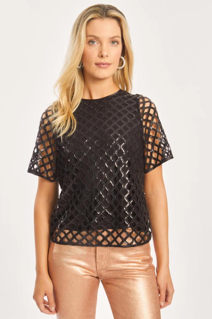 Carmen Black Openwork Sequin Top Product Image