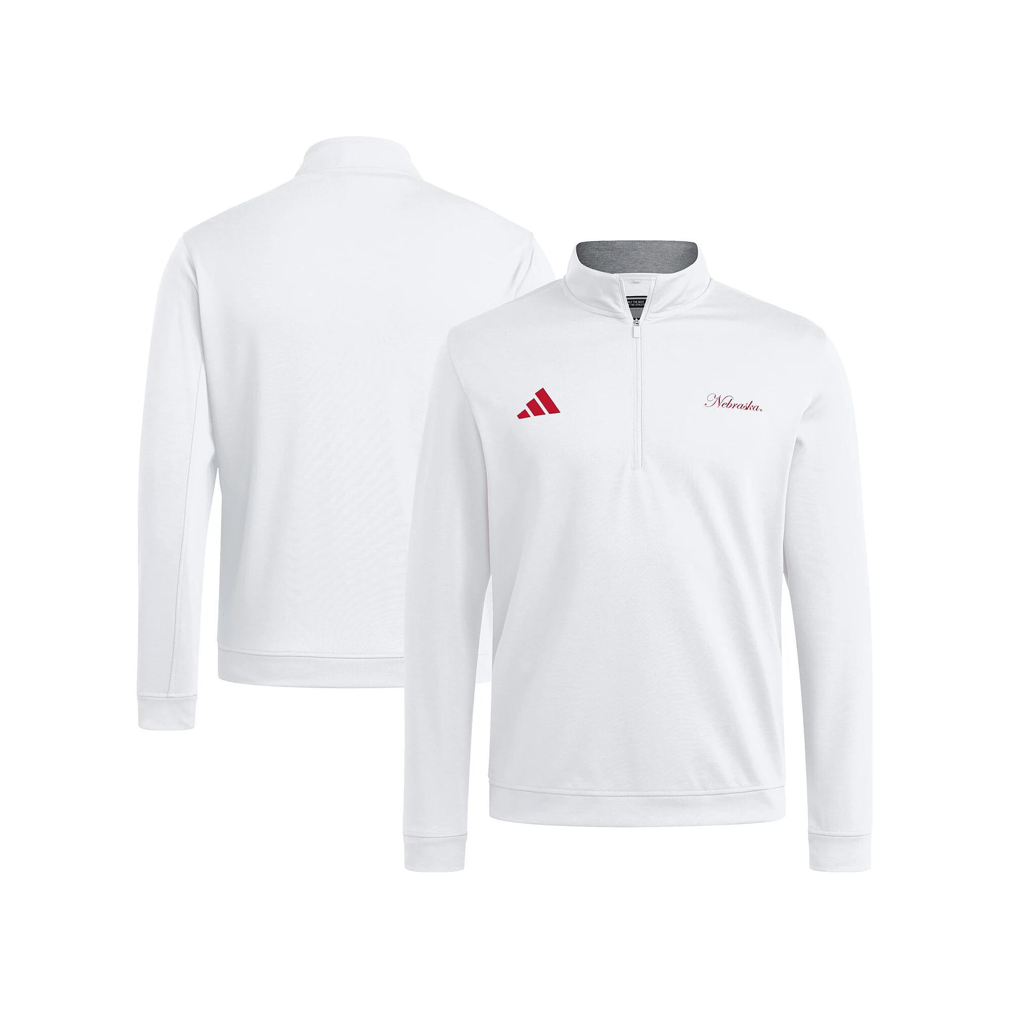 Men's adidas White Kansas Jayhawks Elevated Quarter-Zip Jacket,  Product Image
