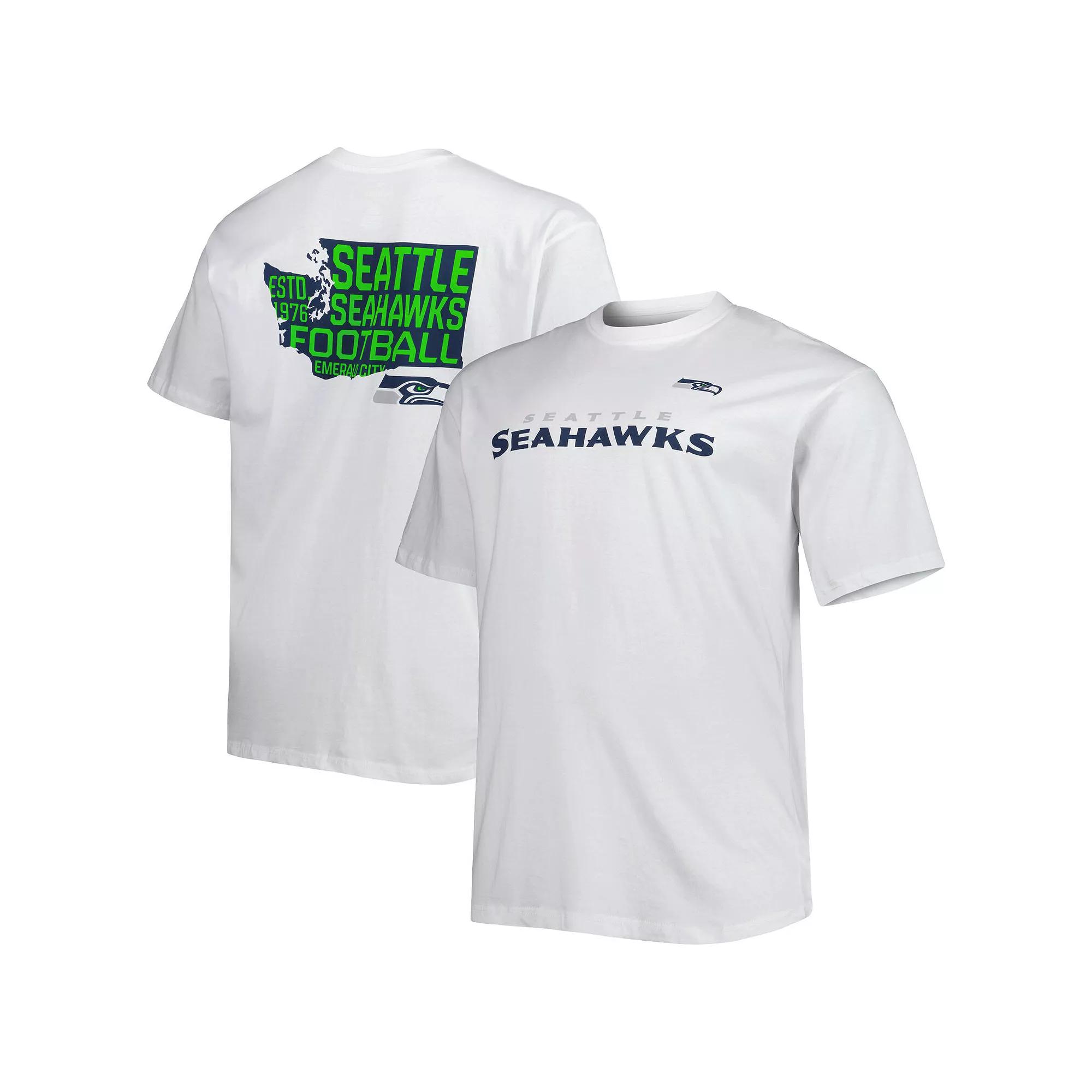 Men's Fanatics Branded White Seattle Seahawks Big & Tall Hometown Collection Hot Shot T-Shirt, Size: XLT Product Image