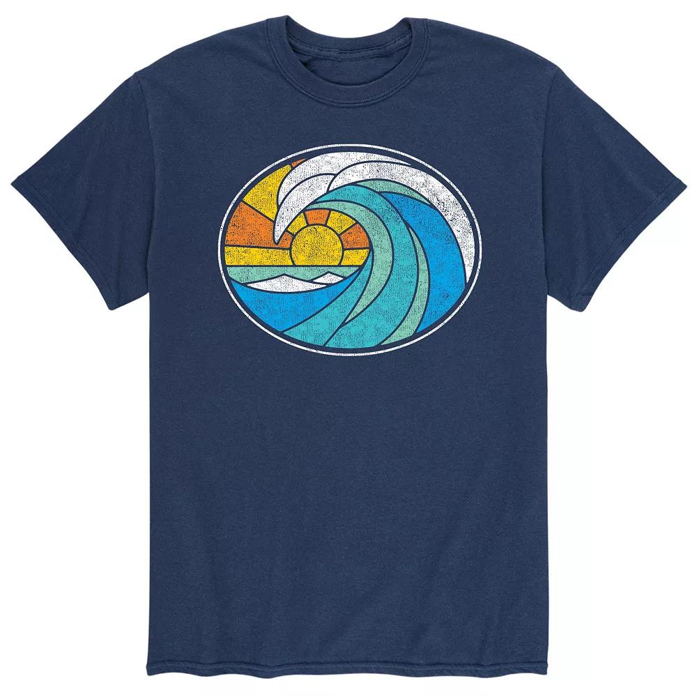 Men's Wave Stained Glass Tee, Size: Small, Blue Product Image