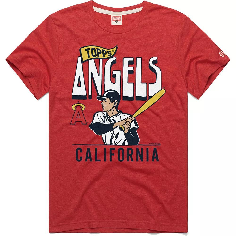 Men's Homage x Topps Red Los Angeles Angels Tri-Blend T-Shirt,  Product Image
