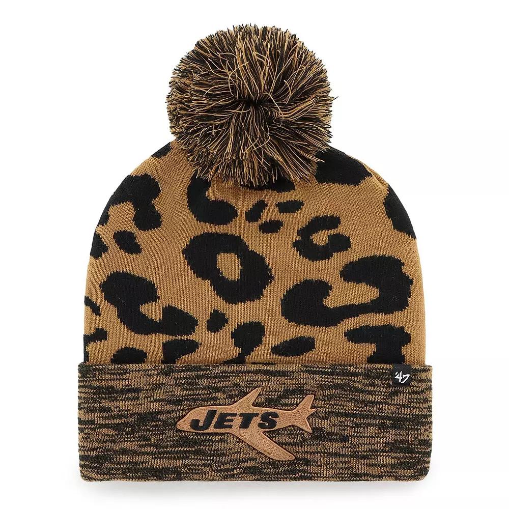 Women's '47  Brown New York Jets Rosette Cuffed Knit Hat with Pom Product Image