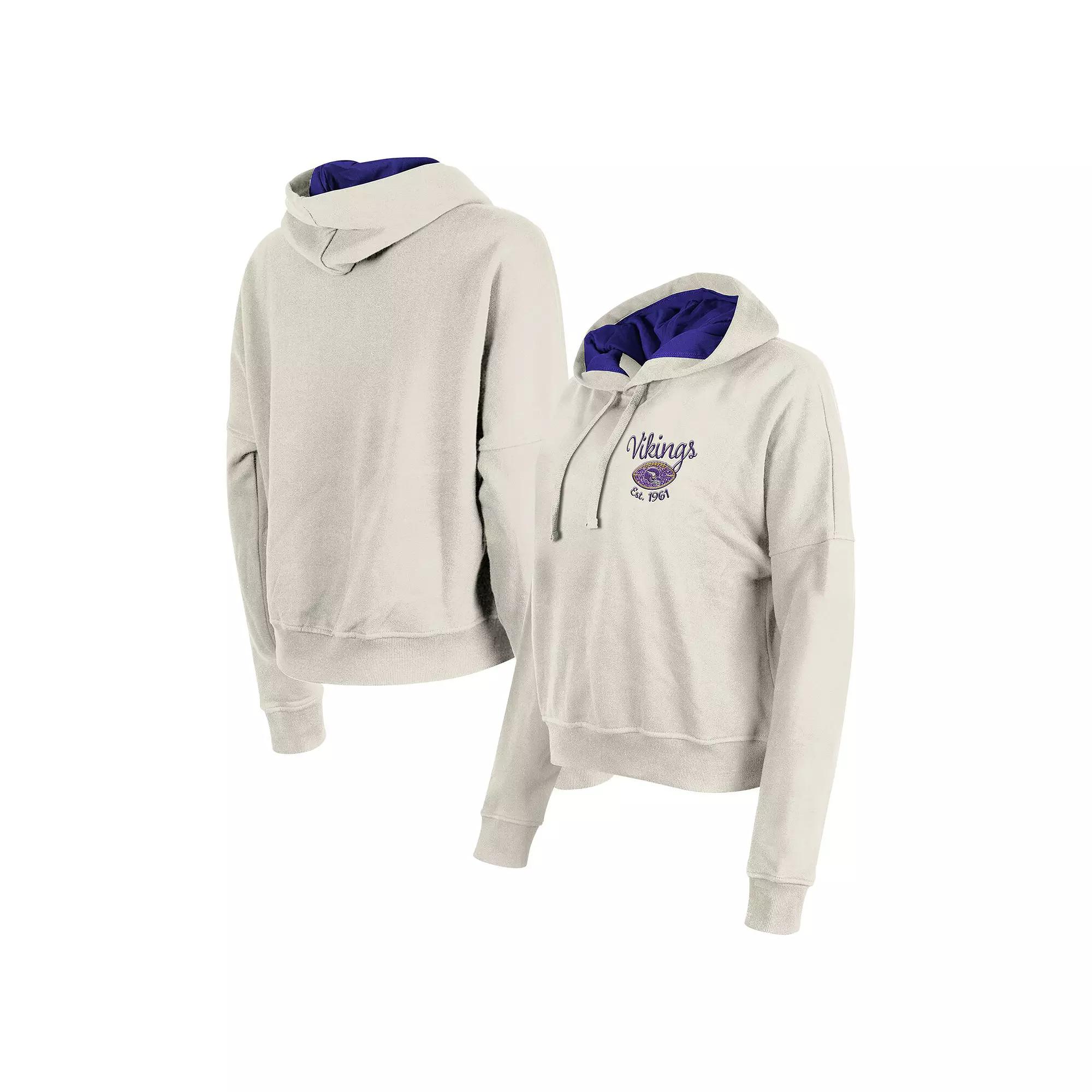 Womens New Era Cream Minnesota Vikings 3rd Down Historic Pullover Hoodie Product Image
