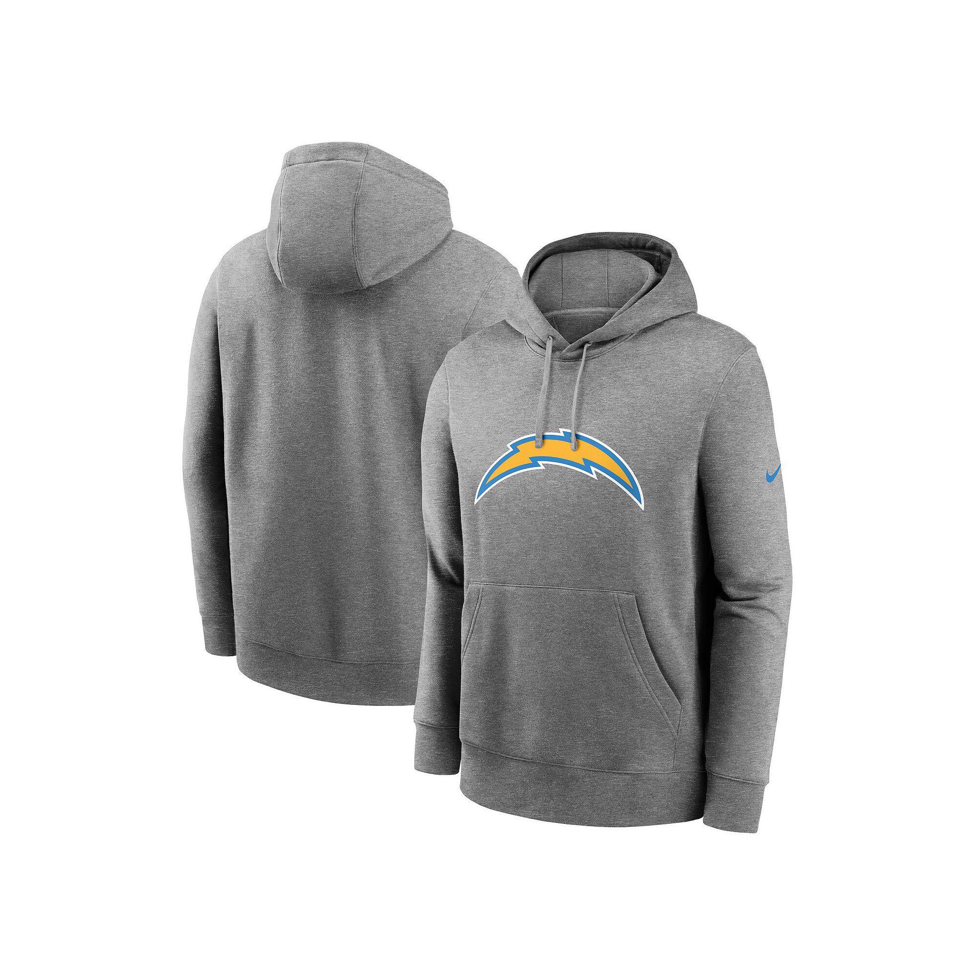 Men's Nike Heather Gray Los Angeles Chargers Club Logo Pullover Hoodie,  Product Image