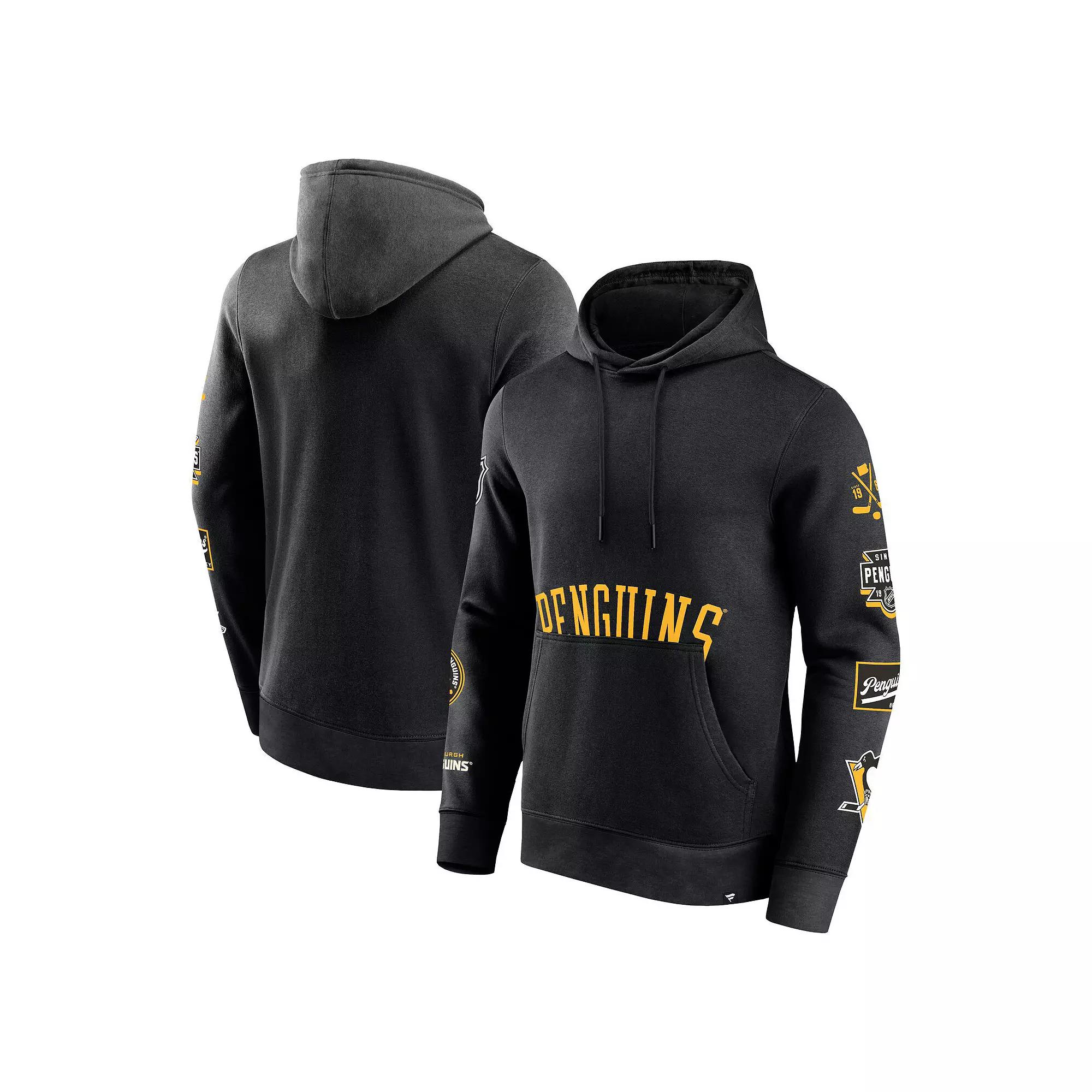 Men's Fanatics Black Pittsburgh Penguins Wild Winner Fleece Pullover Hoodie,  Product Image