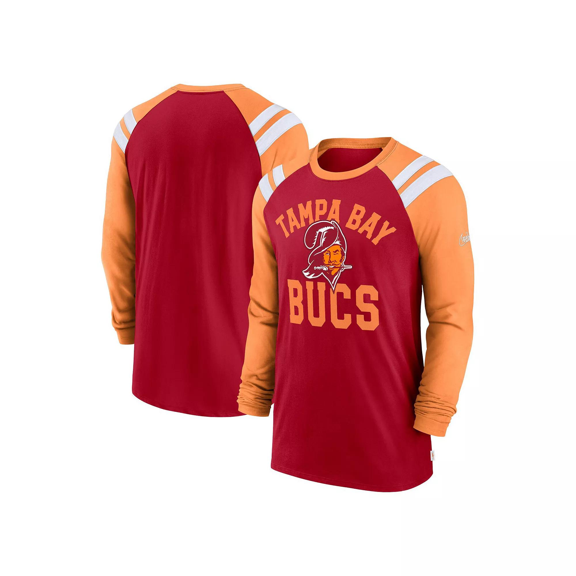 Men's Nike Red/Orange Tampa Bay Buccaneers Classic Arc Raglan Tri-Blend Long Sleeve T-Shirt, Size: 2XL Product Image