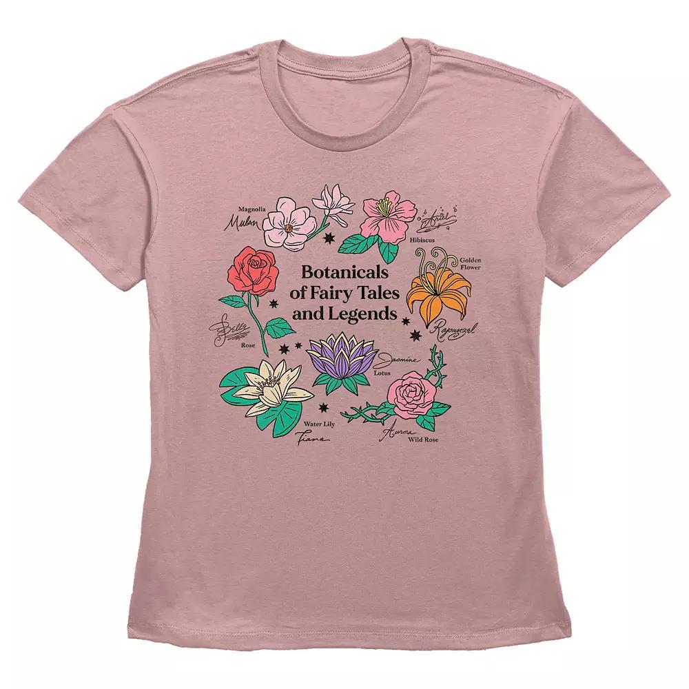 Disney Princess Botanicals Of Fairy Tales And Legends Women's Graphic Tee, Size: XS, Desert Pink Product Image