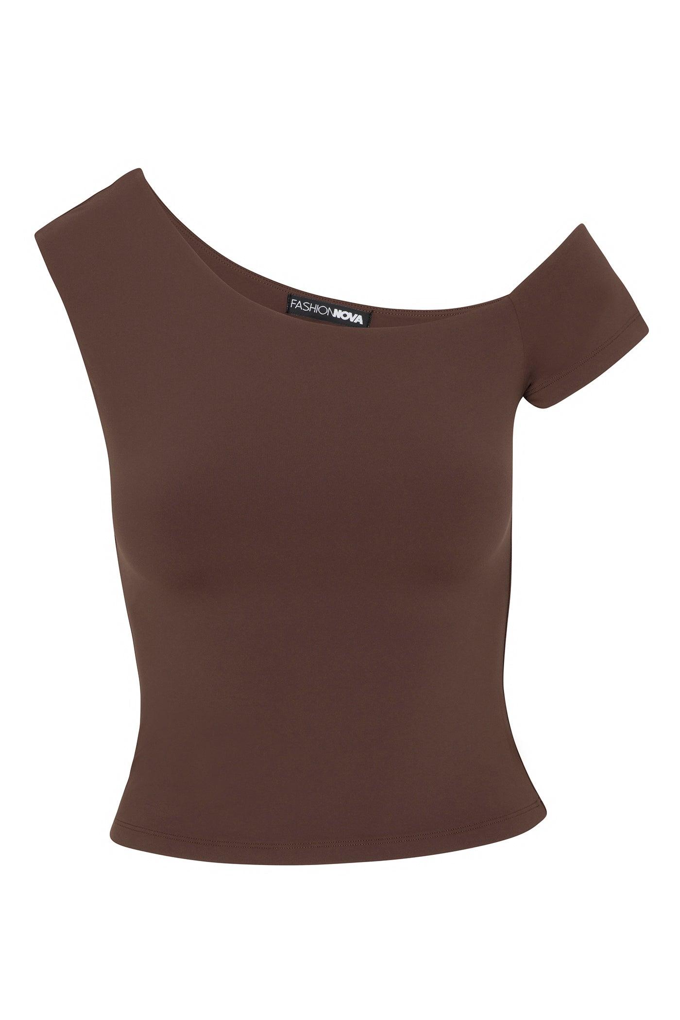 Second Skin Double Lined Off Shoulder Top - Chocolate Female Product Image