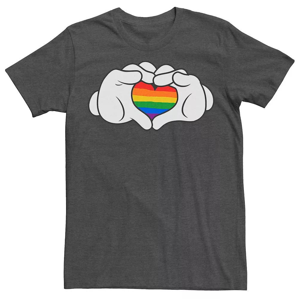 Disney's Mickey Mouse Rainbow Heart-Shaped Hands Men's Tee,  Product Image
